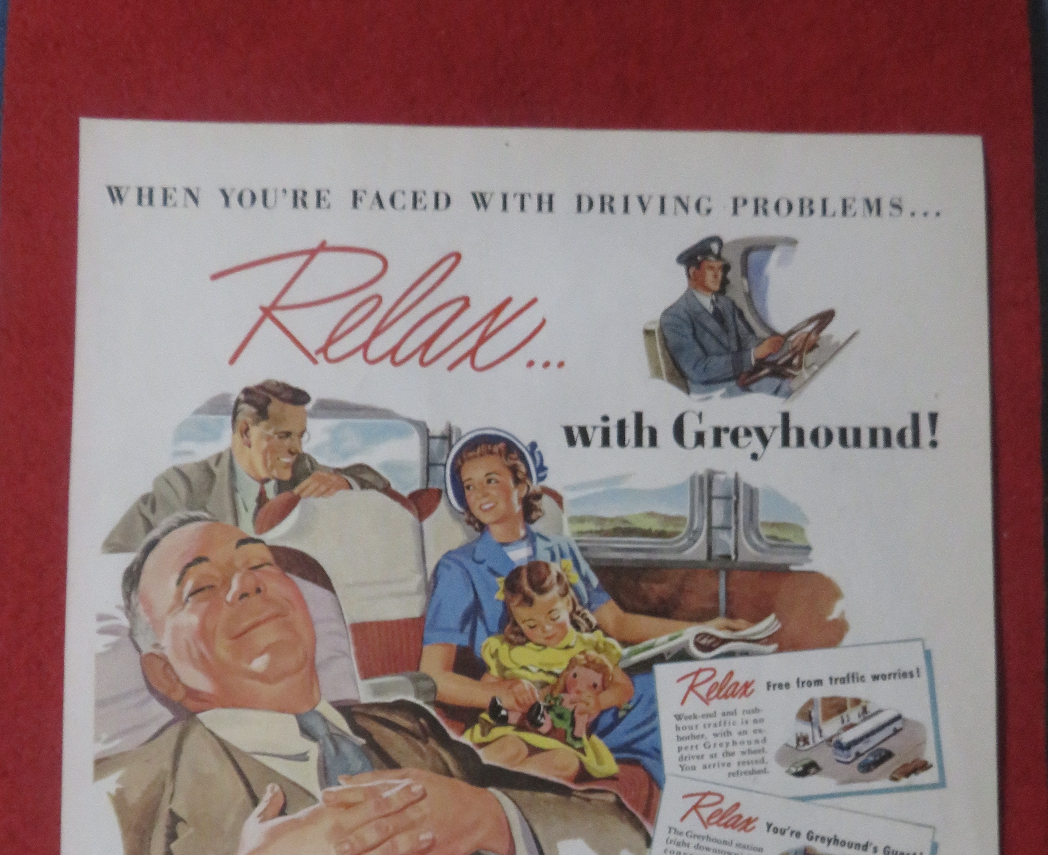 1948 Greyhound with Man Relaxing While People Talk