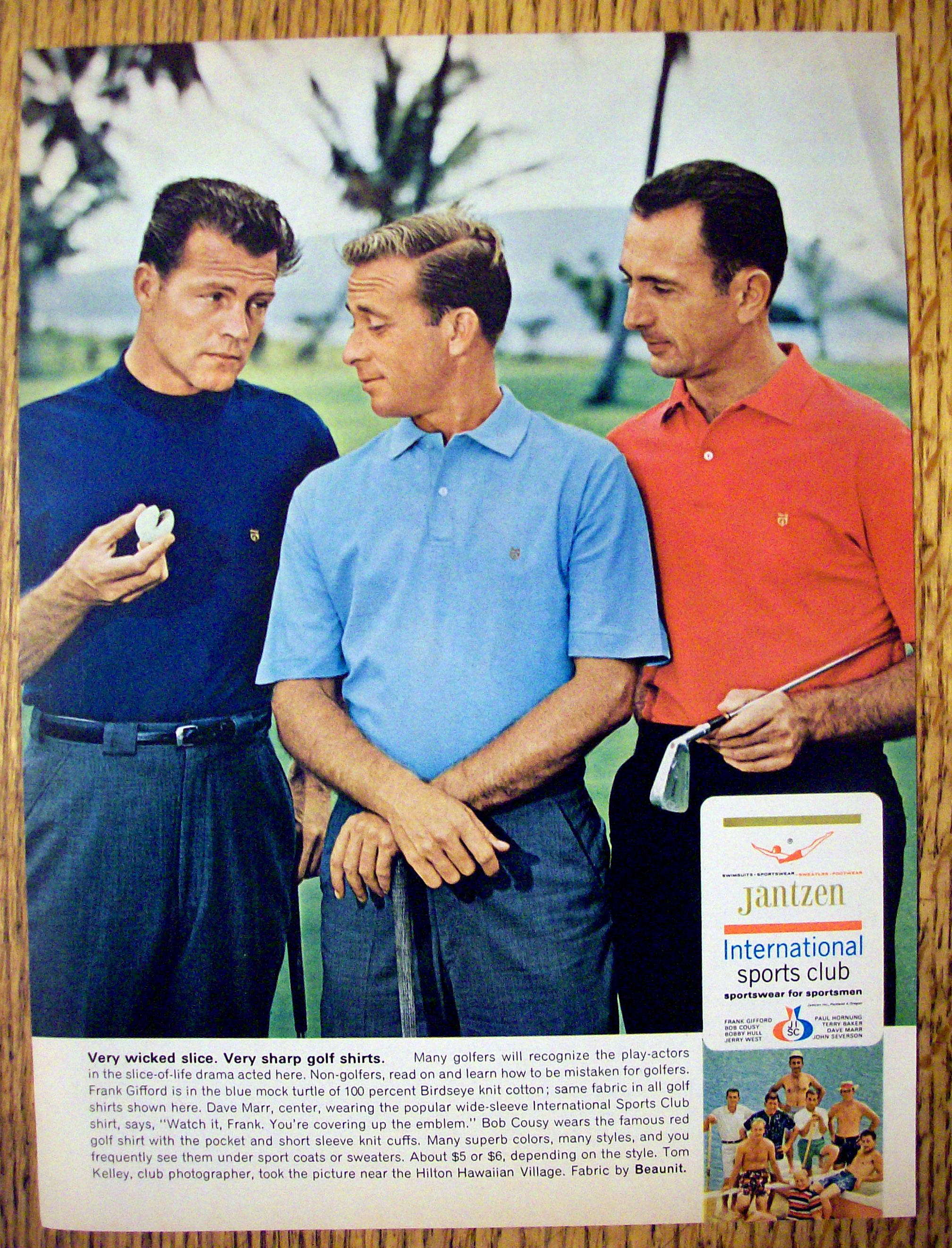 1966 Jantzen Golf Shirts with Frank Gifford/Bob Cousy