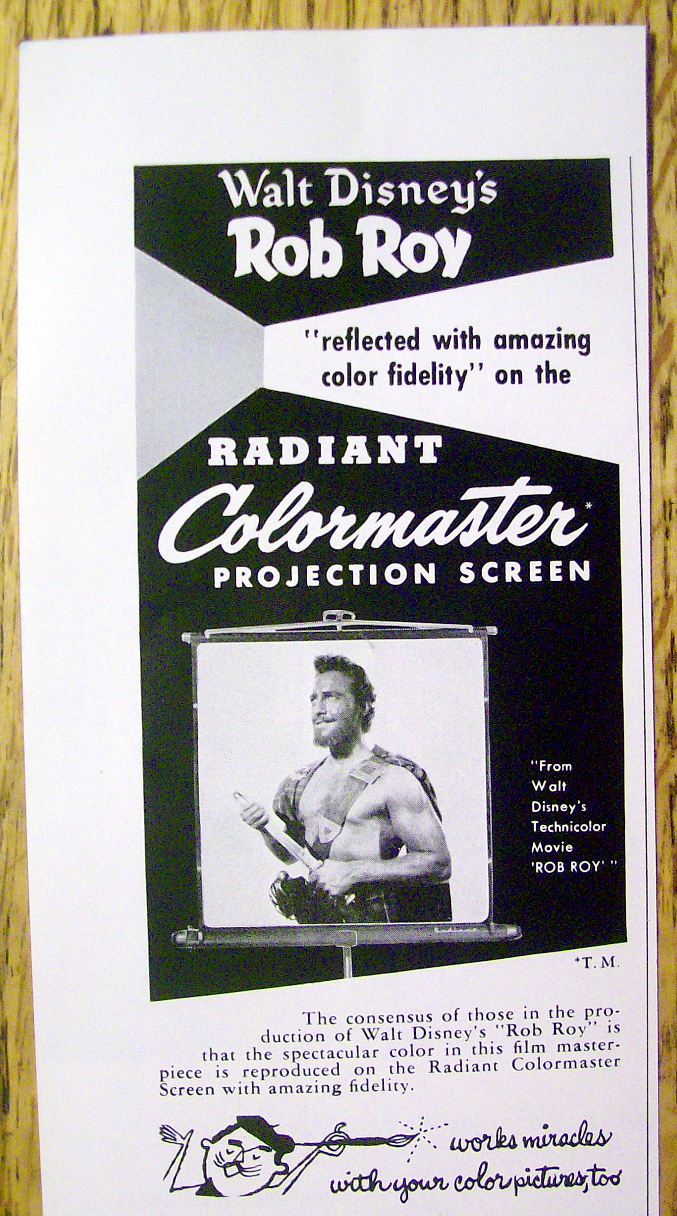 1954 Radiant Colormaster Screen w/Walt Disney's Rob Roy