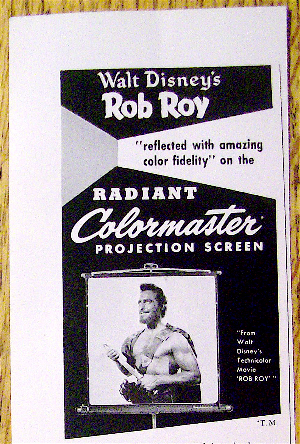 1954 Radiant Colormaster Screen w/Walt Disney's Rob Roy