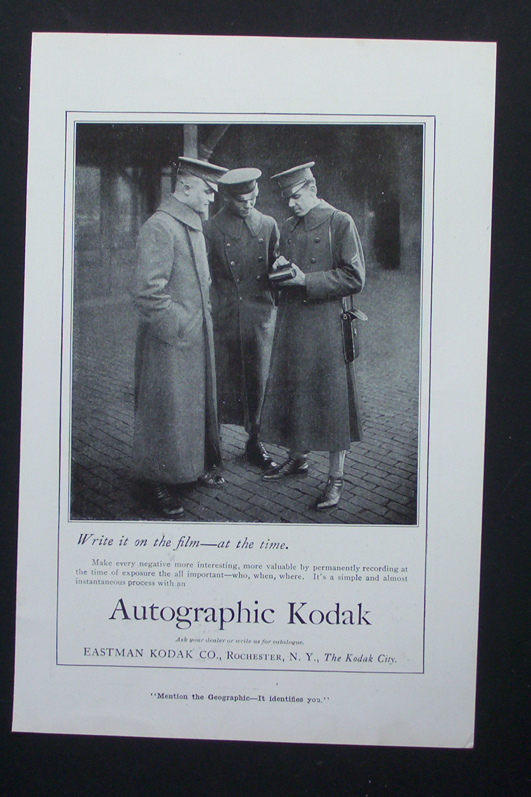 1917 Eastman Kodak Company with 3 Soldiers Standing