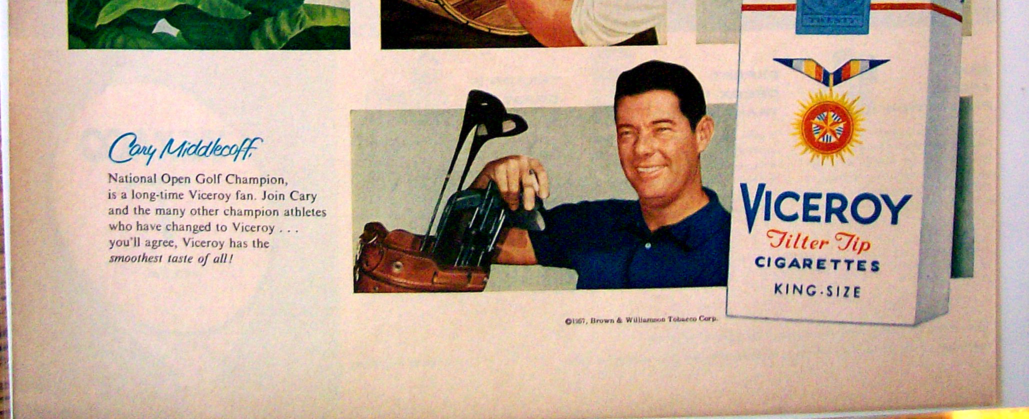 Vintage Ad: 1957 Viceroy Cigarette w/ Cary Middlecoff