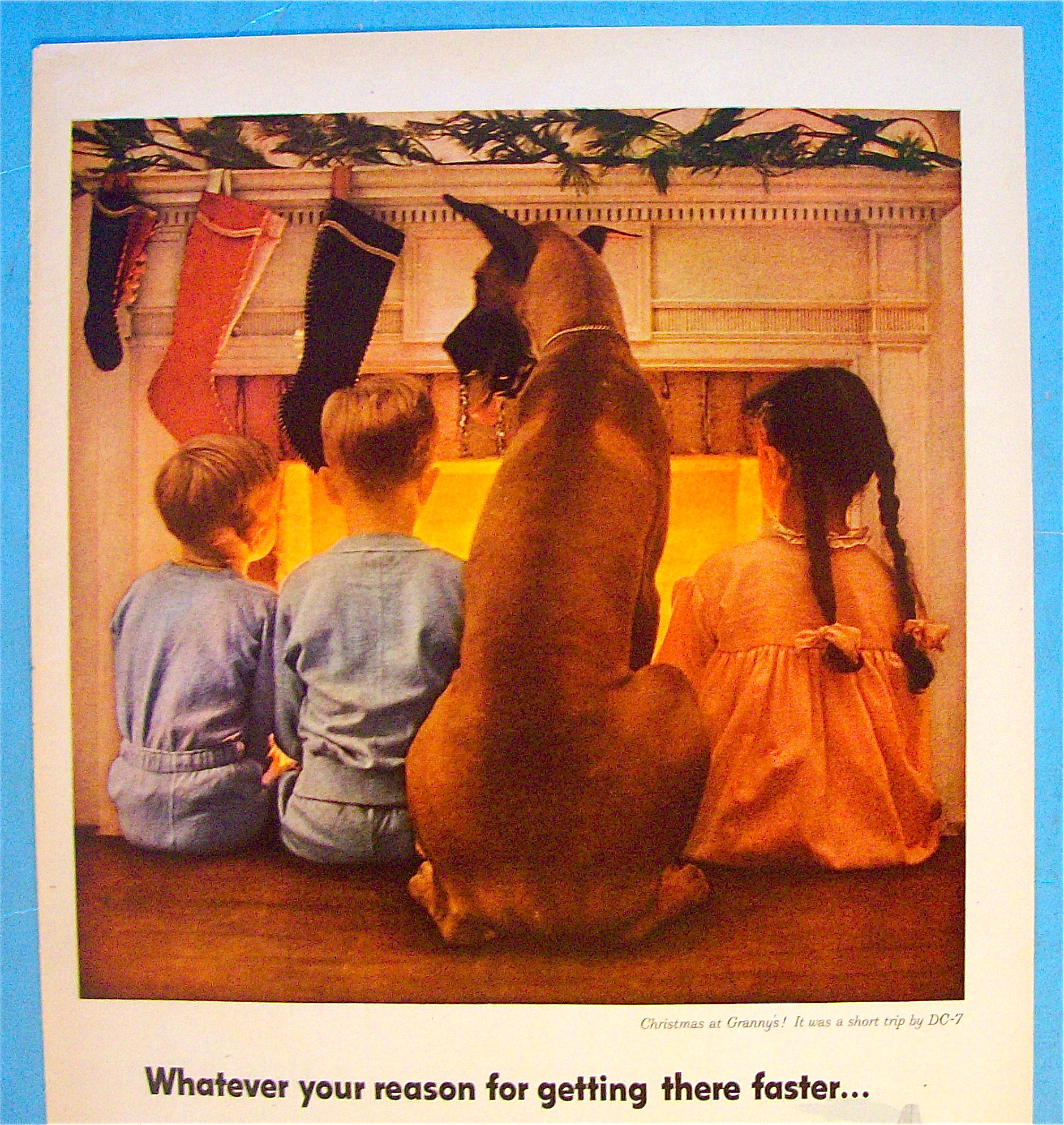 1955 Douglas DC-7 with Children and Dog By Fire