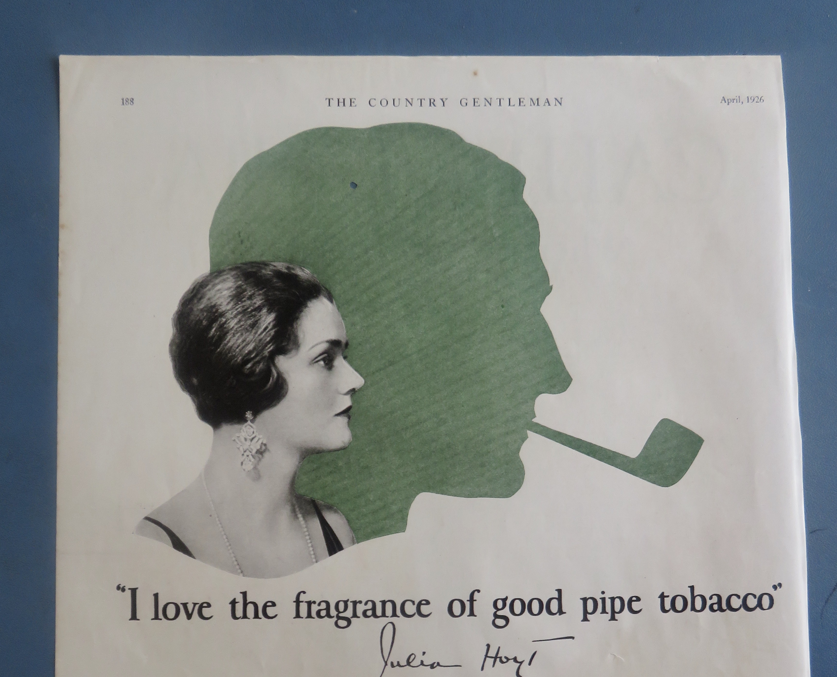 1926 Tuxedo Smoking Tobacco with Woman's Side View