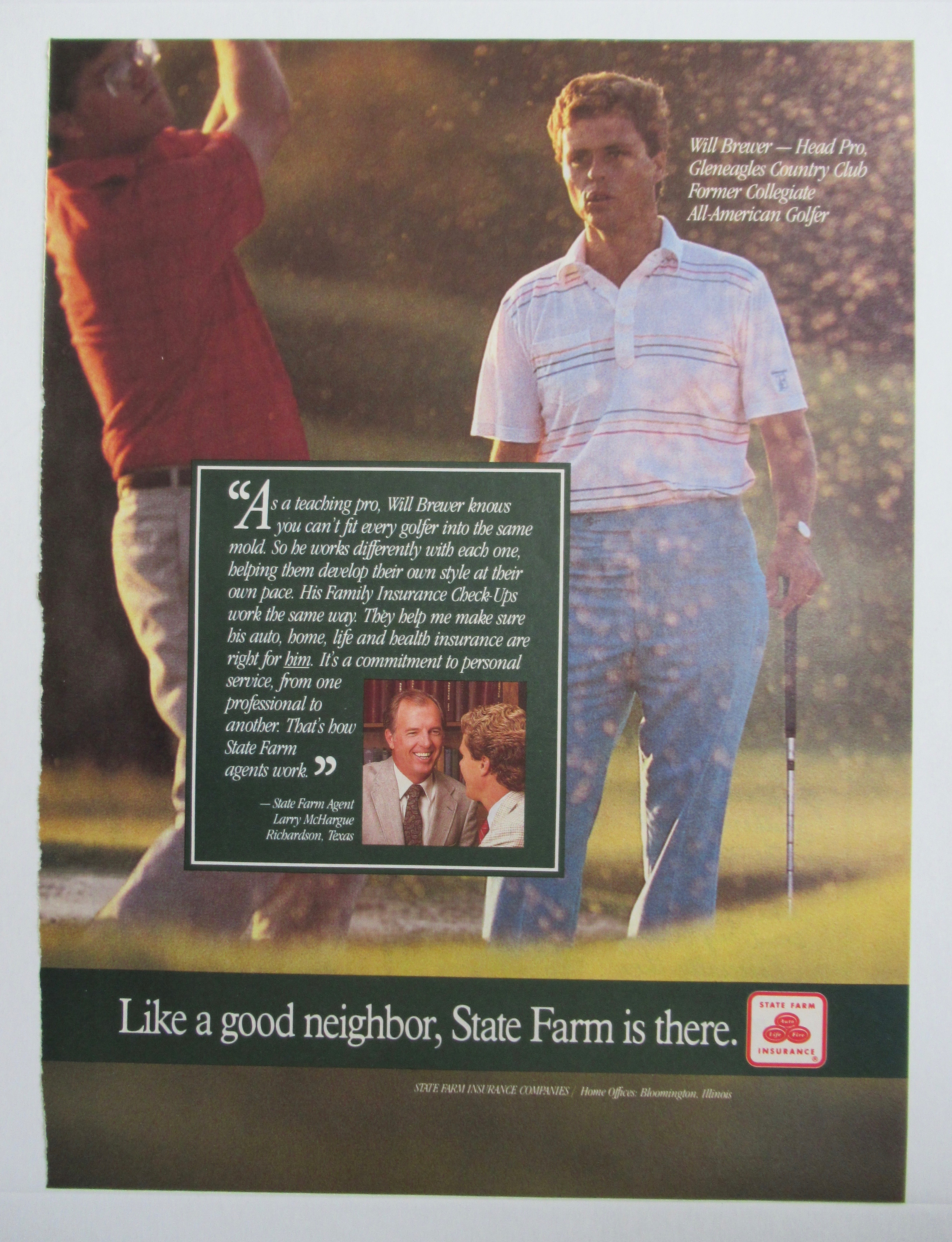 1986 State Farm Insurance with Golfer Will Brewer