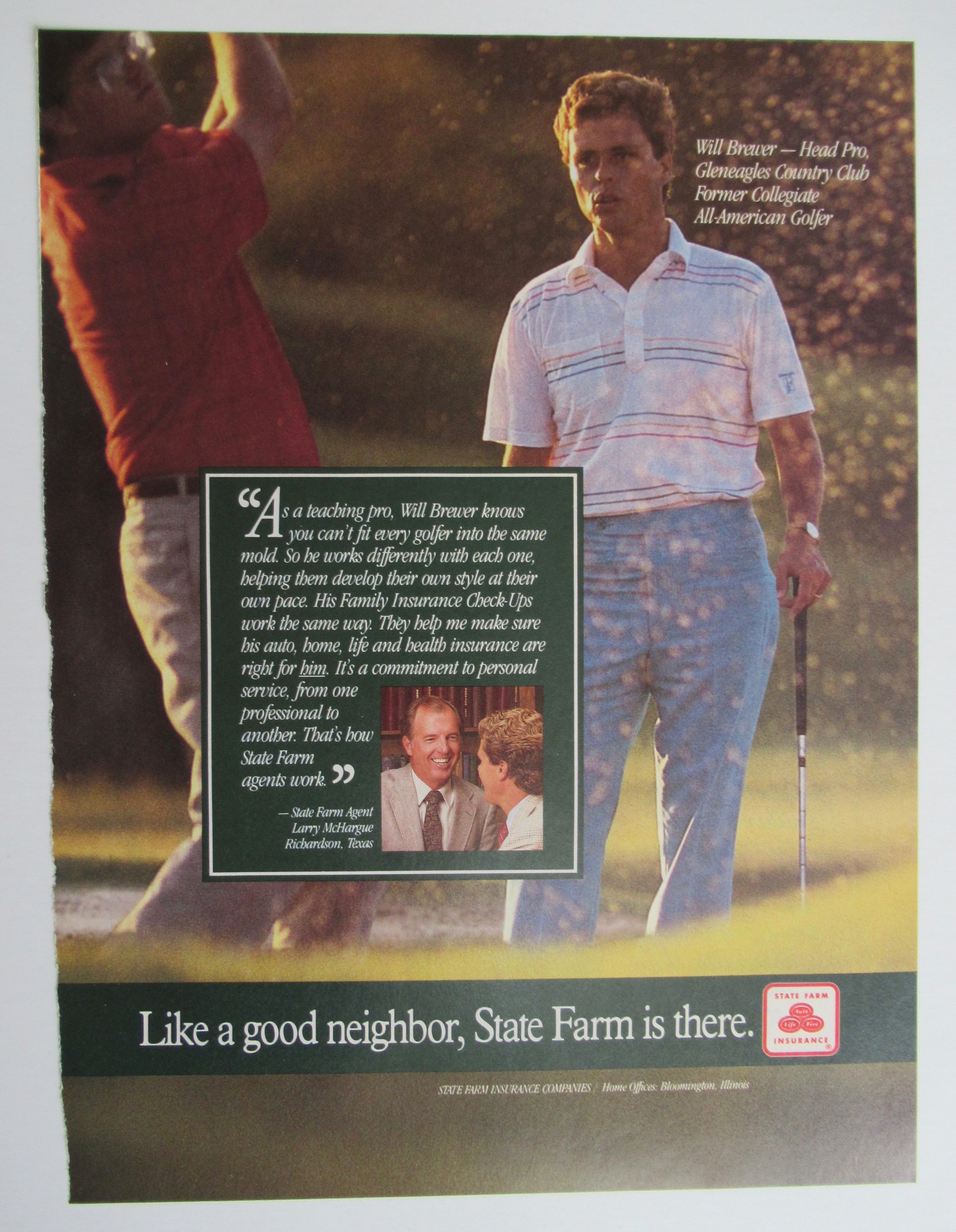 1986 State Farm Insurance with Golfer Will Brewer