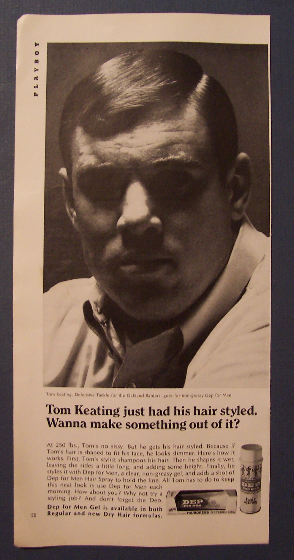 1967 Dep Styling Gel with Oakland Raiders' Tom Keating