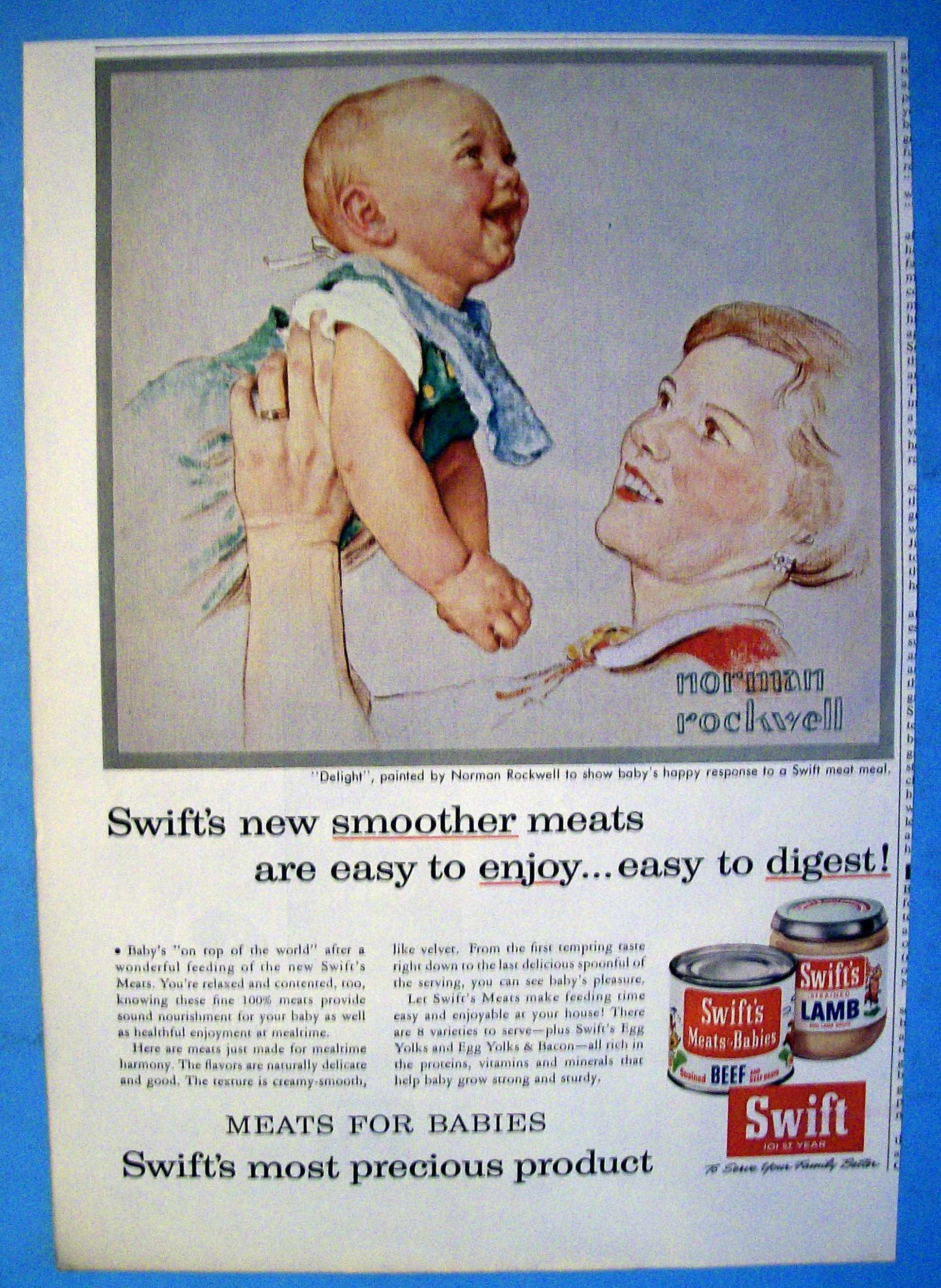 1956 Swift's Meats w/Mom & Baby By Norman Rockwell