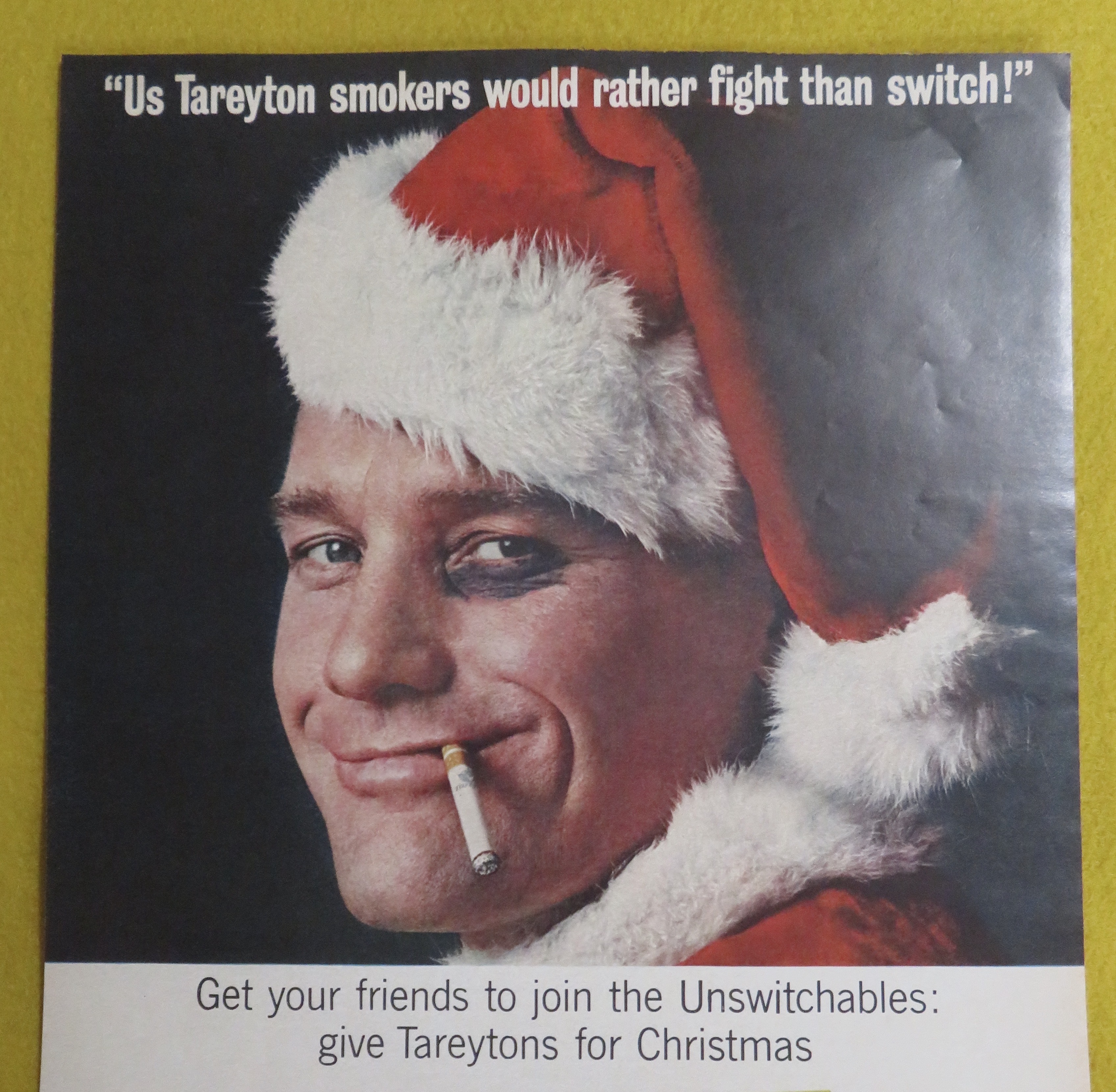 1963 Tareyton Cigarettes with Man In Santa Hat