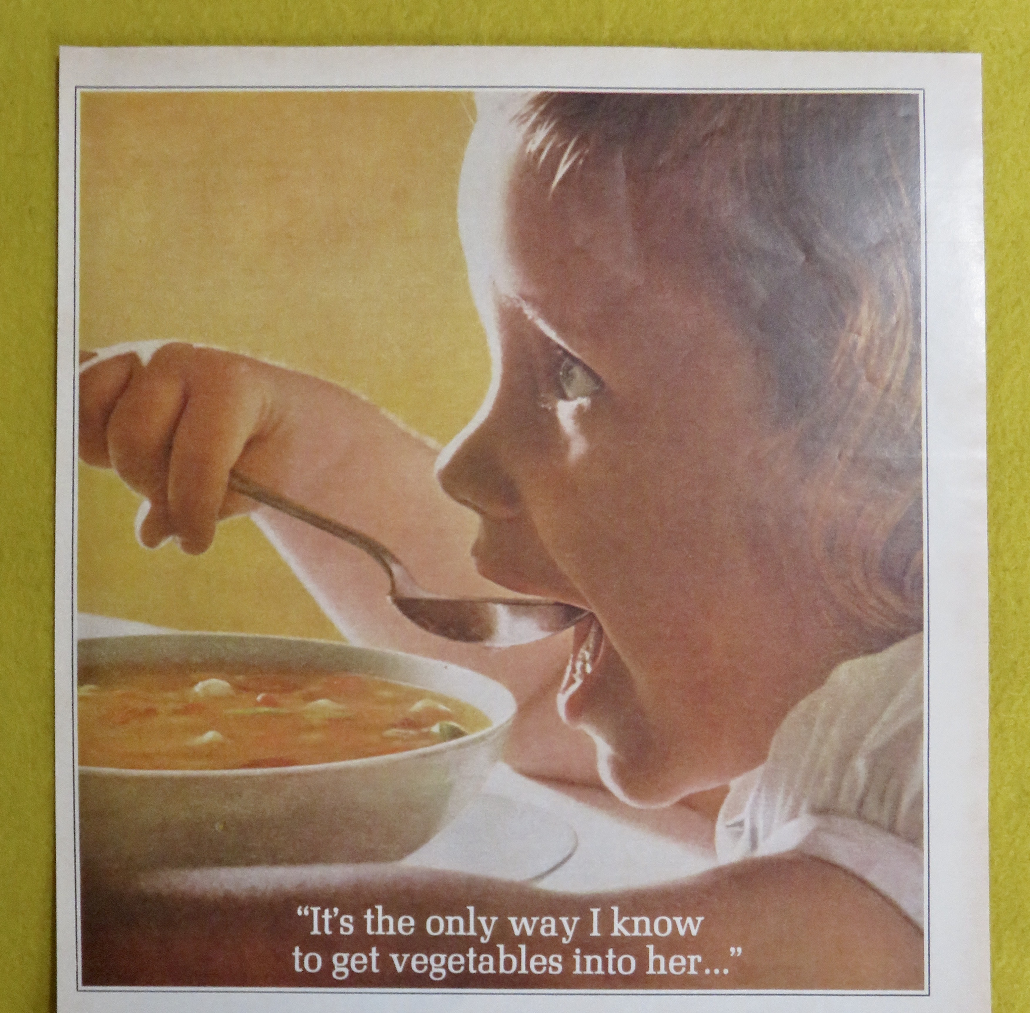 1963 Campbell's Vegetable Beef with Little Girl Eating