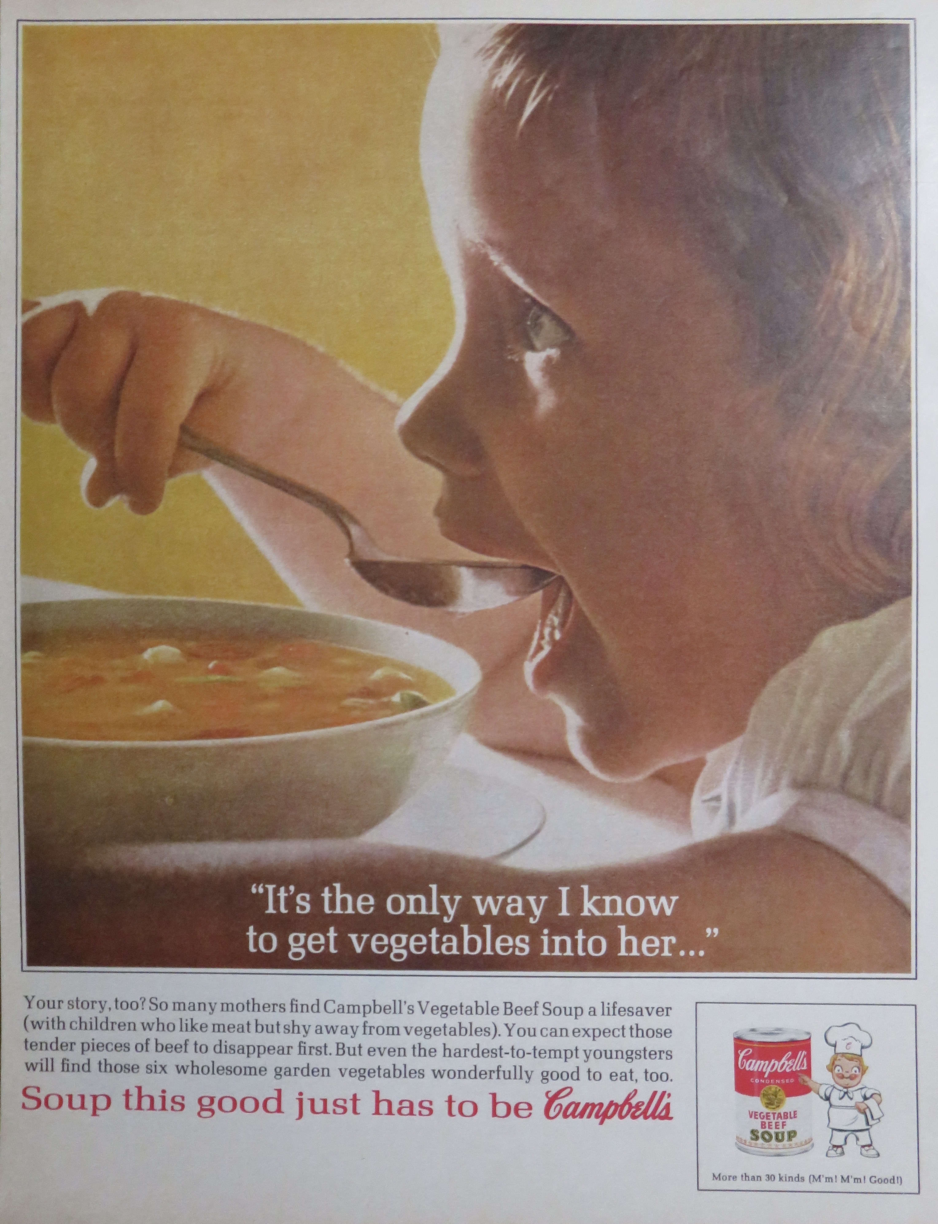 1963 Campbell's Vegetable Beef with Little Girl Eating