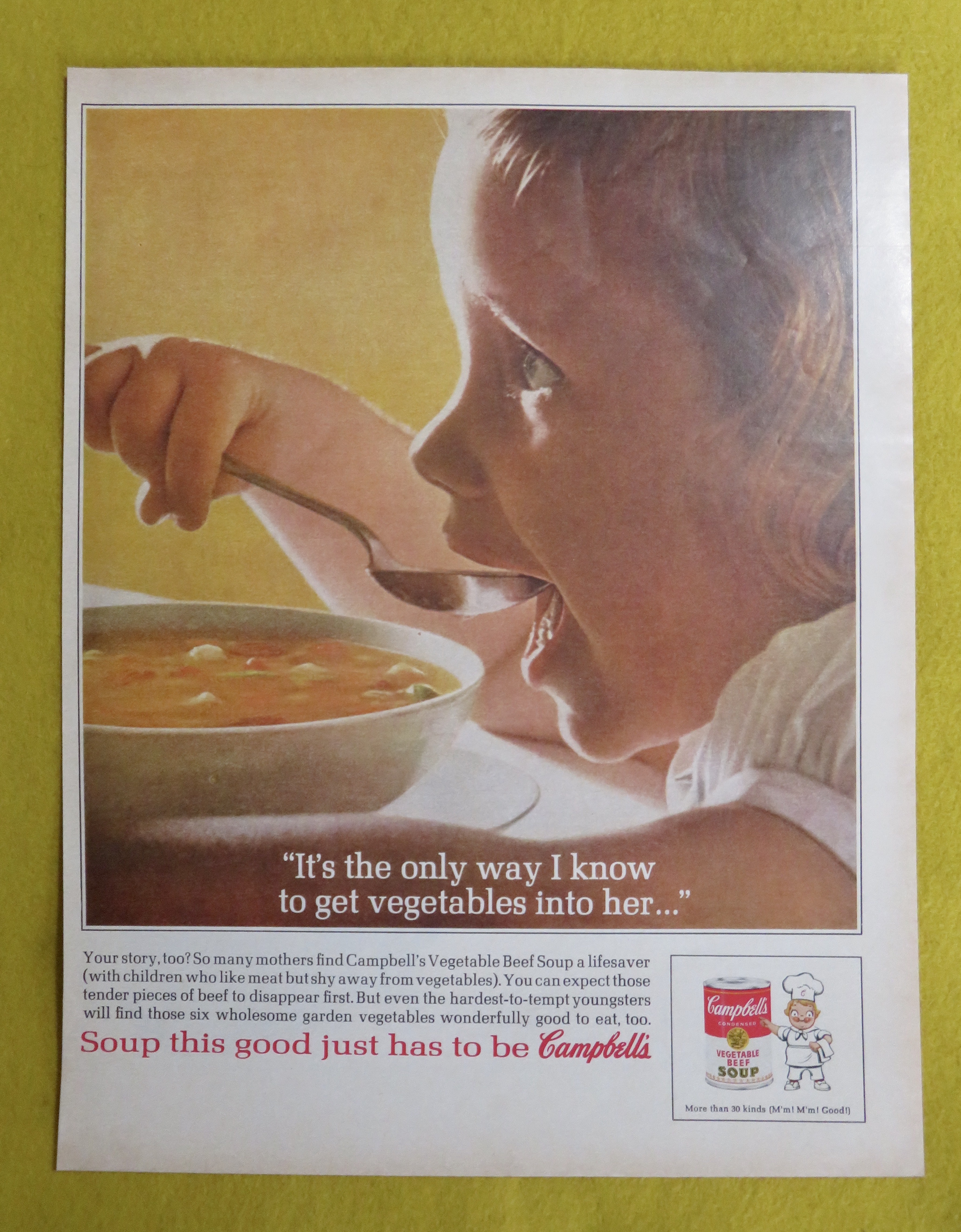 1963 Campbell's Vegetable Beef with Little Girl Eating
