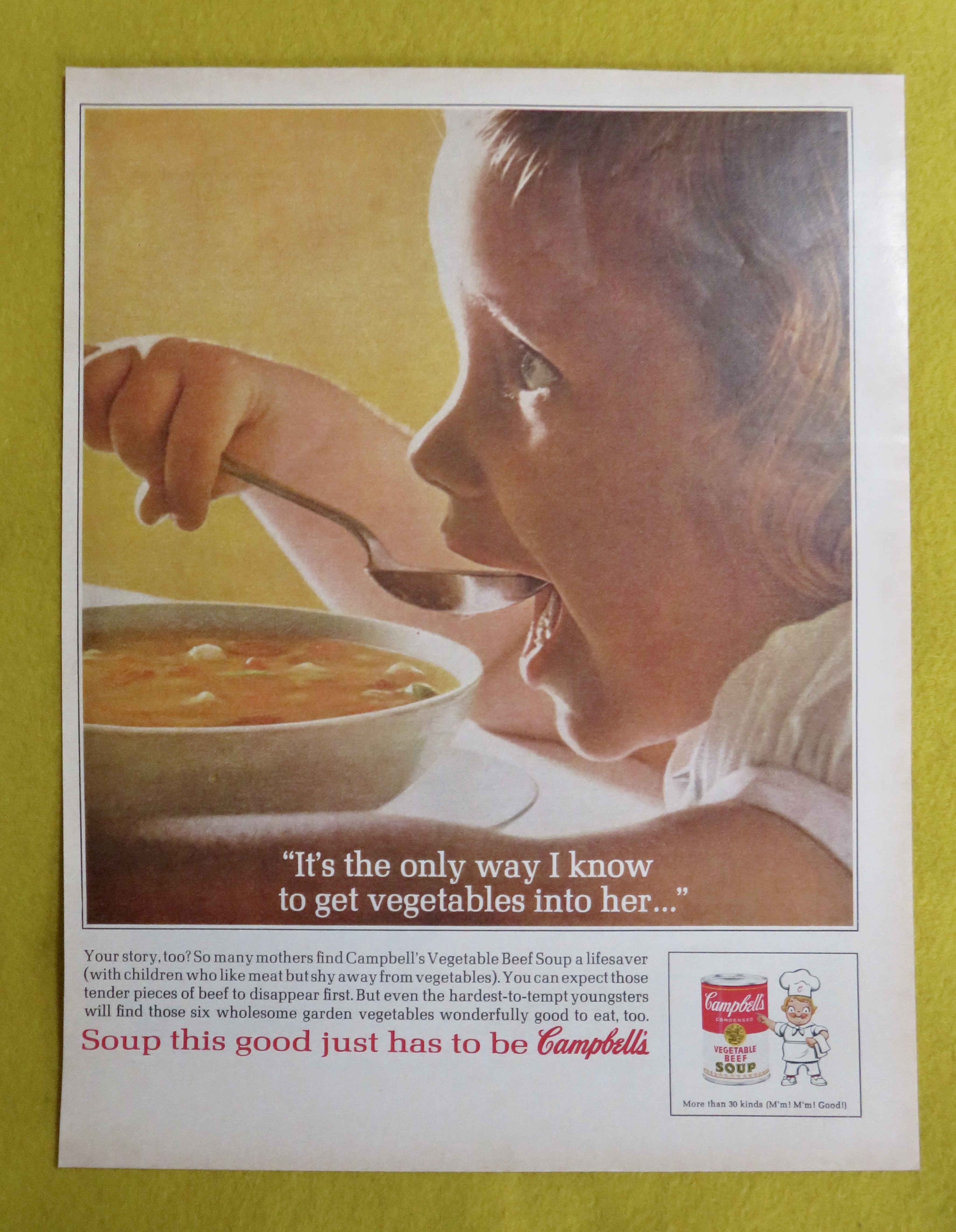 1963 Campbell's Vegetable Beef with Little Girl Eating