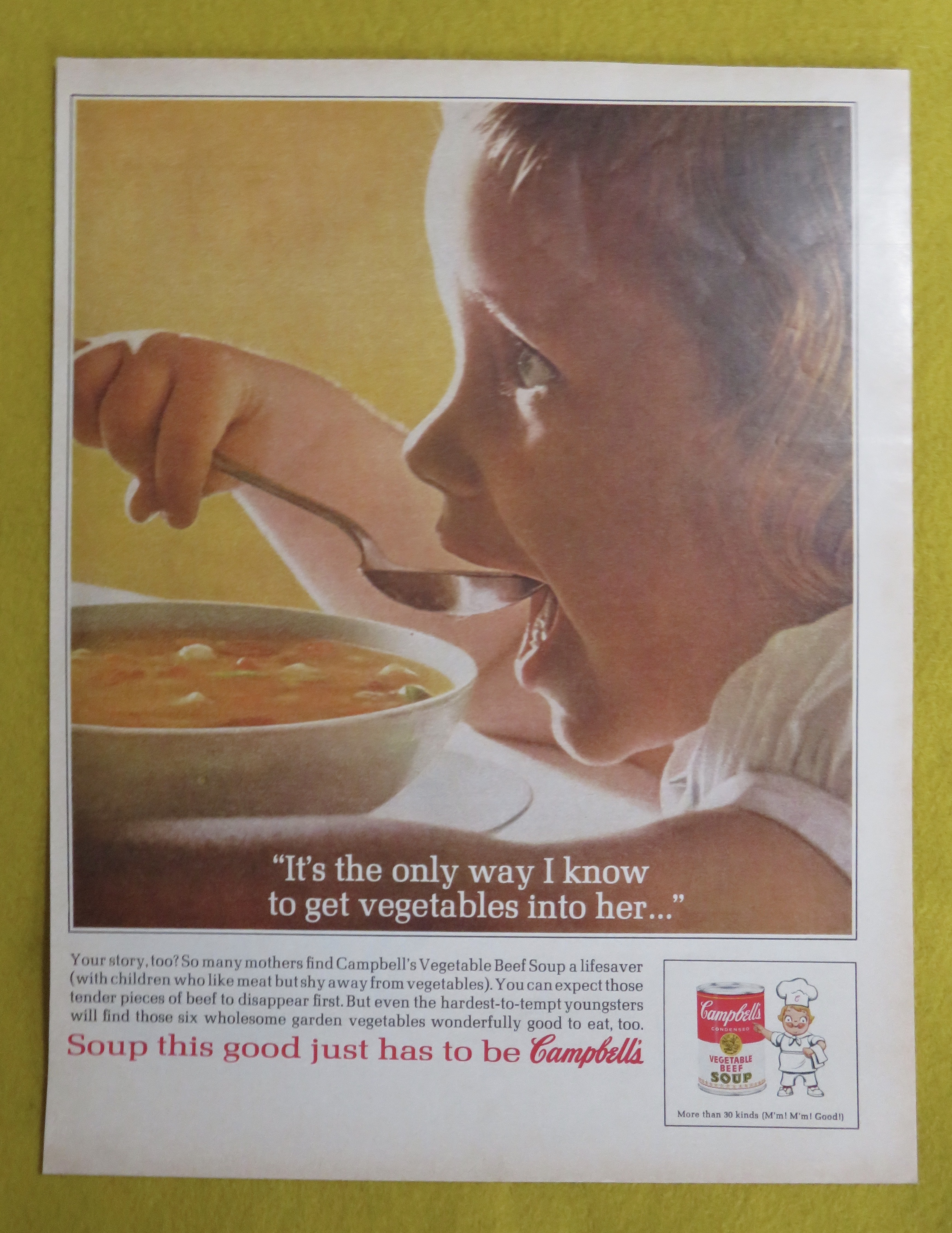 1963 Campbell's Vegetable Beef with Little Girl Eating