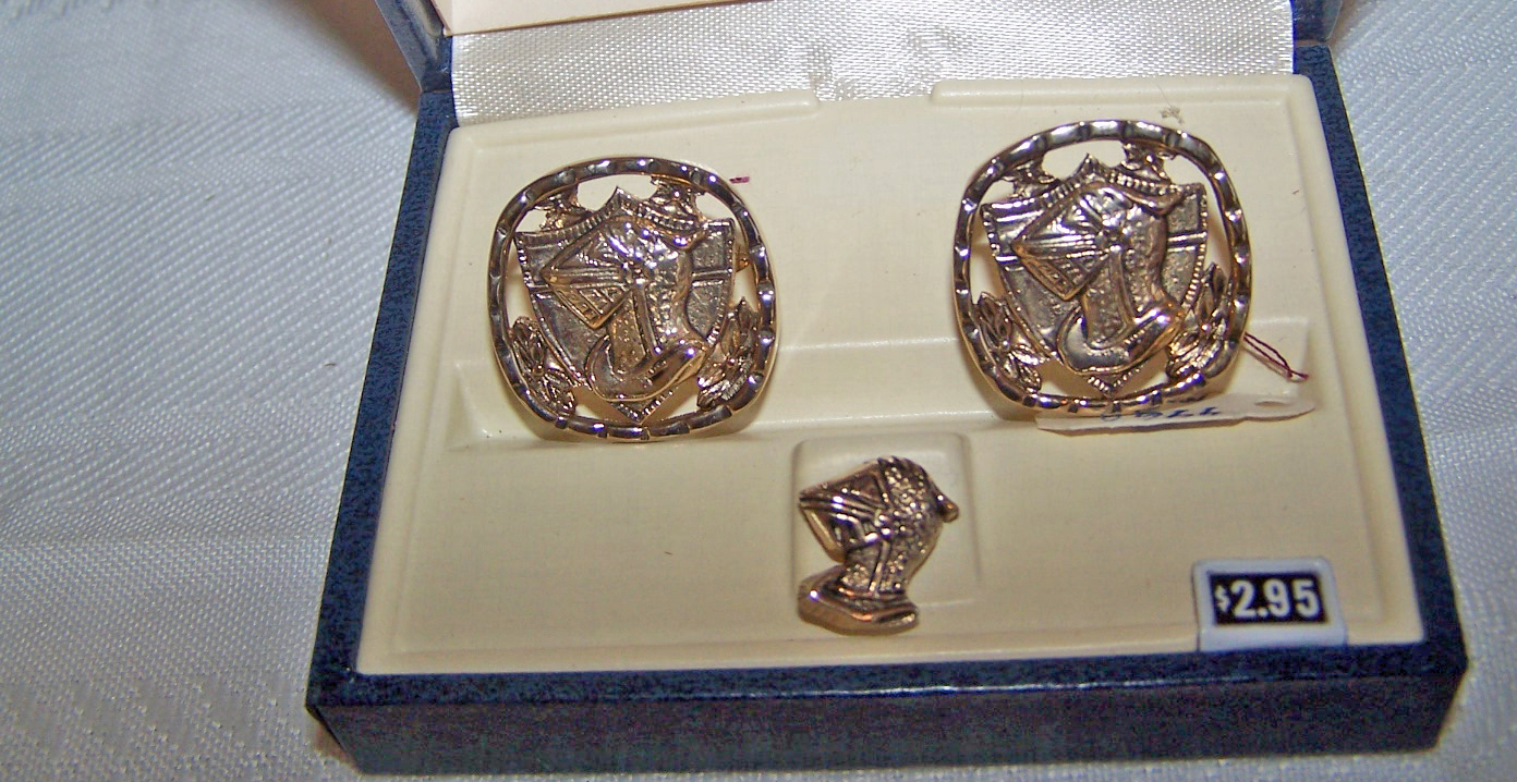 Shields Cuff Links & Tie Tac in Original Case