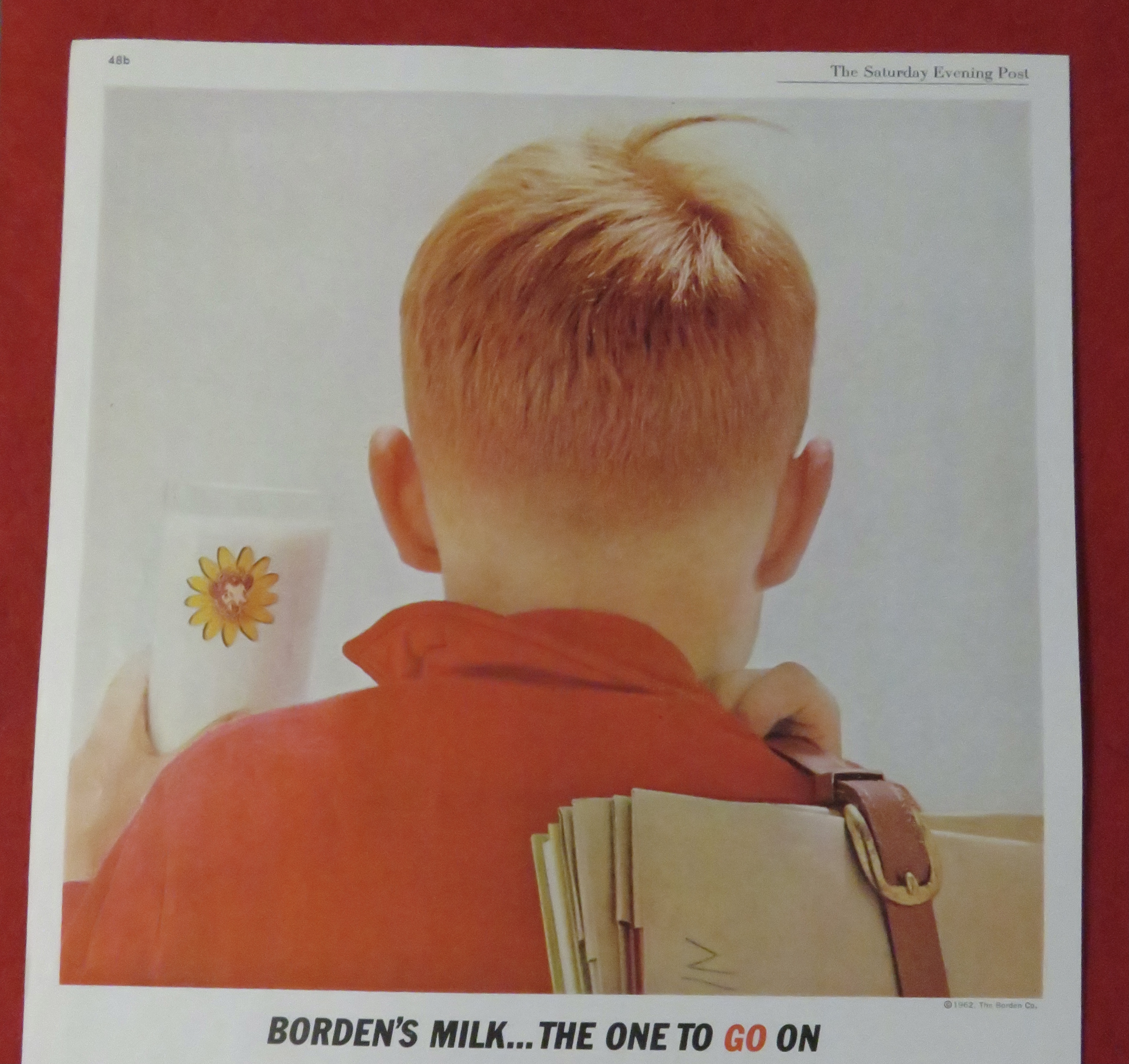 1962 Borden's Milk with Boy & Glass Of Milk