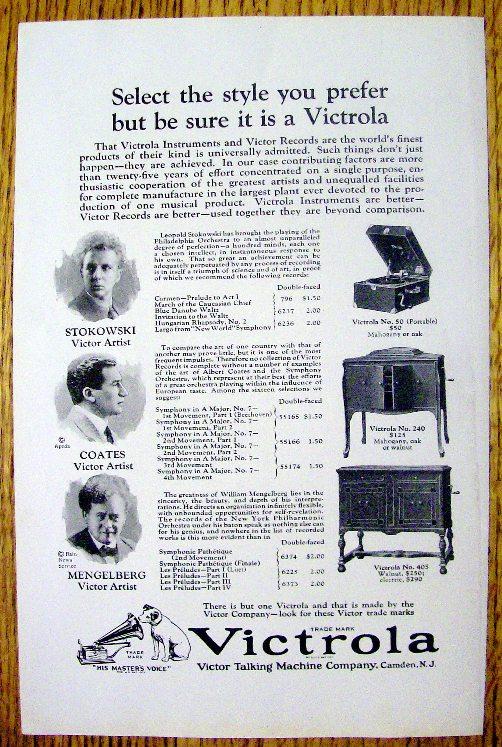 1924 Victrola Talking Machine with  Stokowski & More