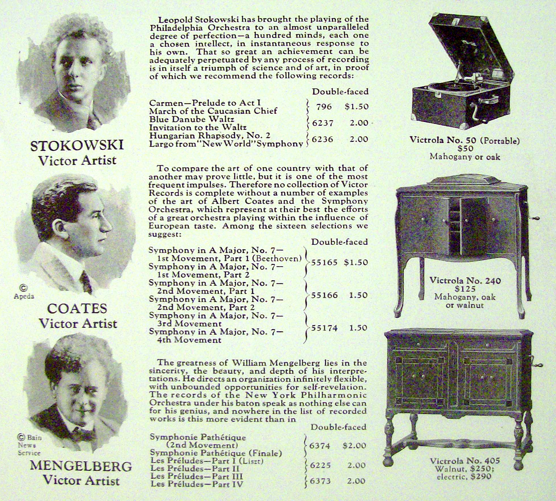 1924 Victrola Talking Machine with  Stokowski & More