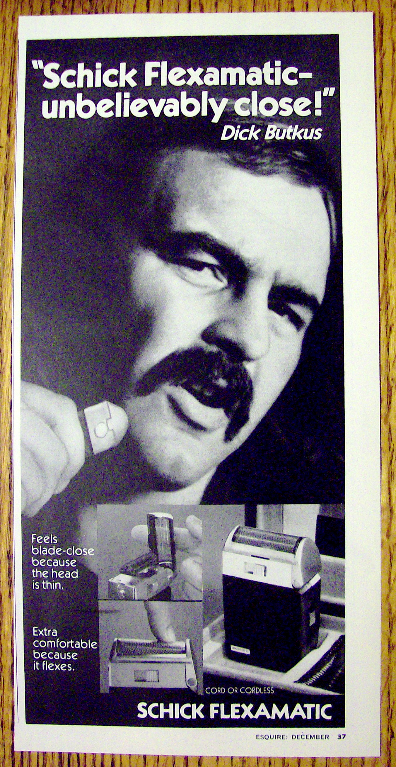 1973 Schick Flexamatic Ad with Dick Butkus