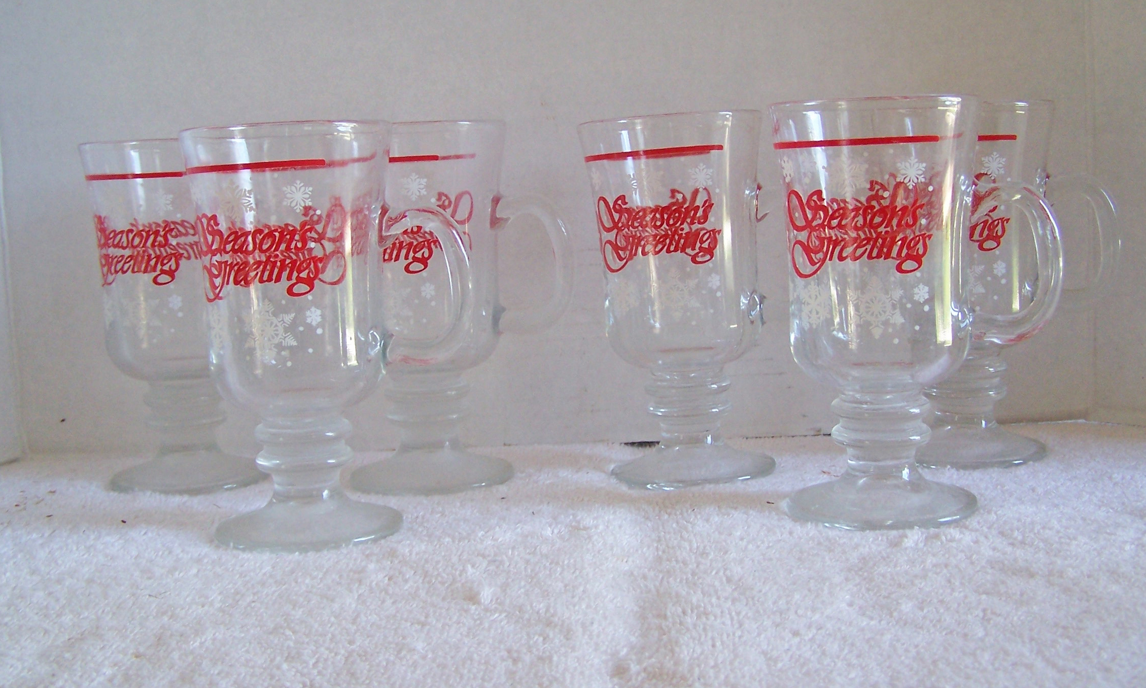 Set of 6 Season's Greetings Glasses by Libbey