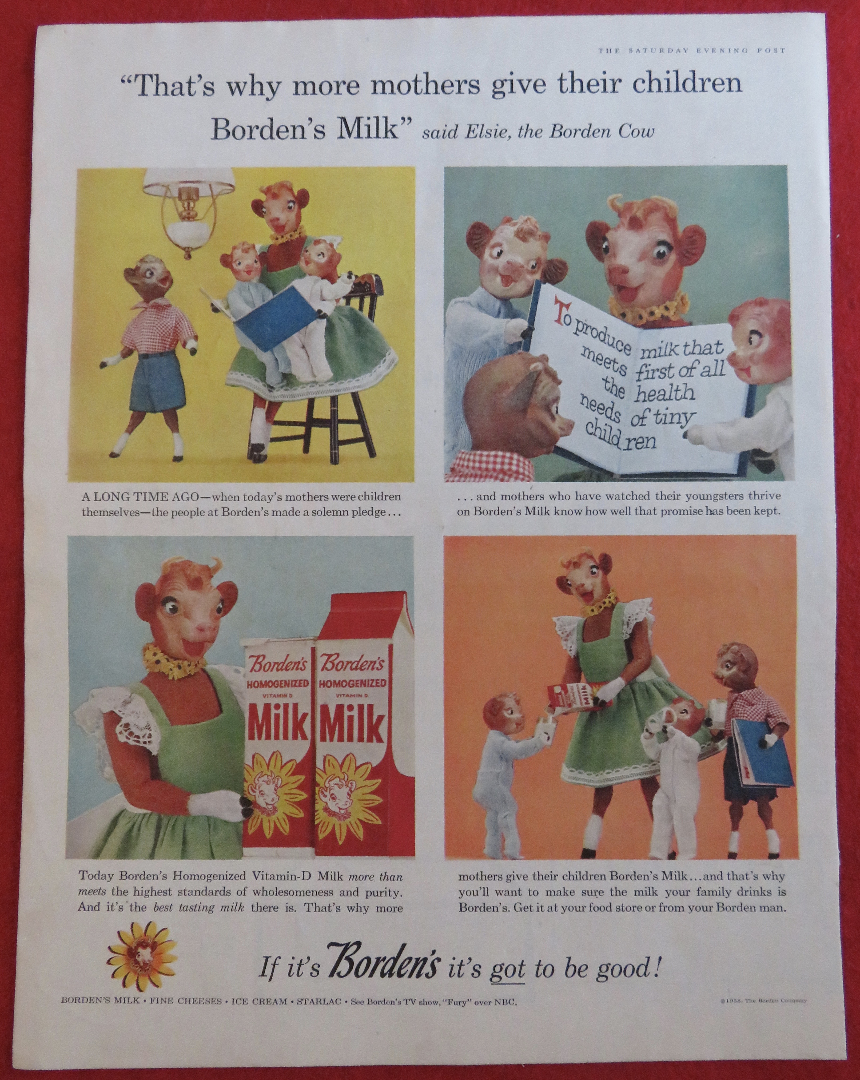 1958 Borden's Milk with Elsie The Cow & Children