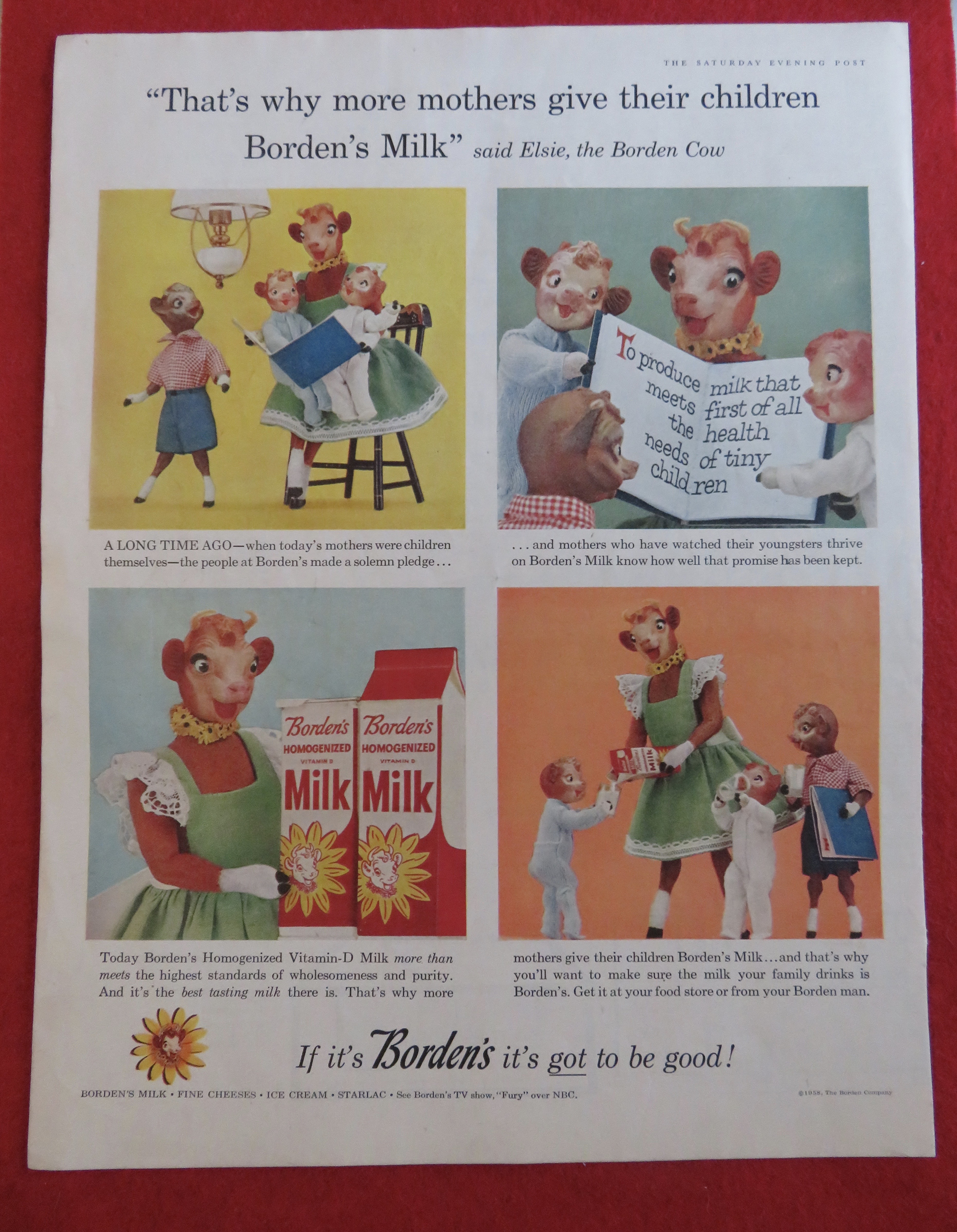 1958 Borden's Milk with Elsie The Cow & Children