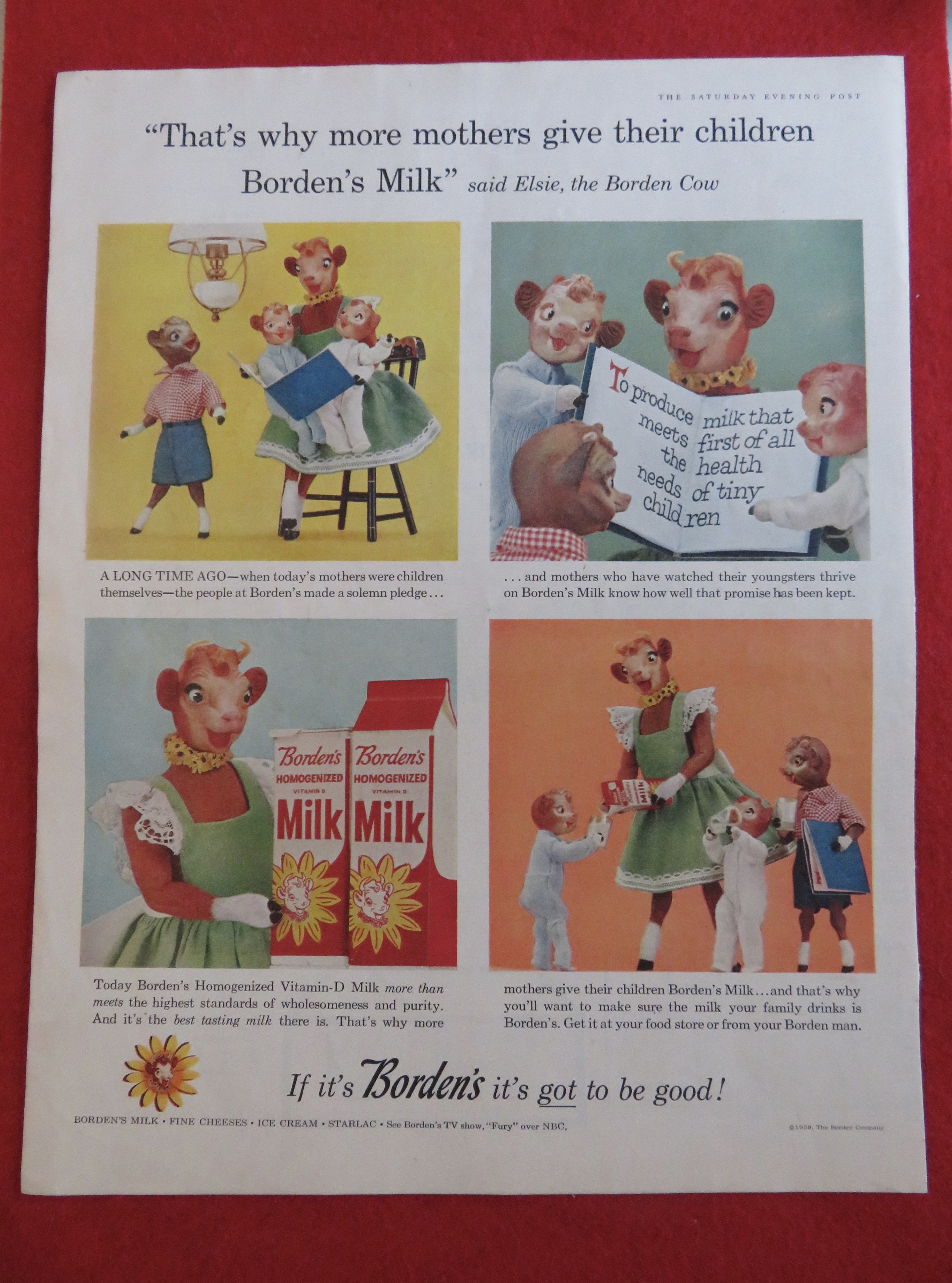 1958 Borden's Milk with Elsie The Cow & Children