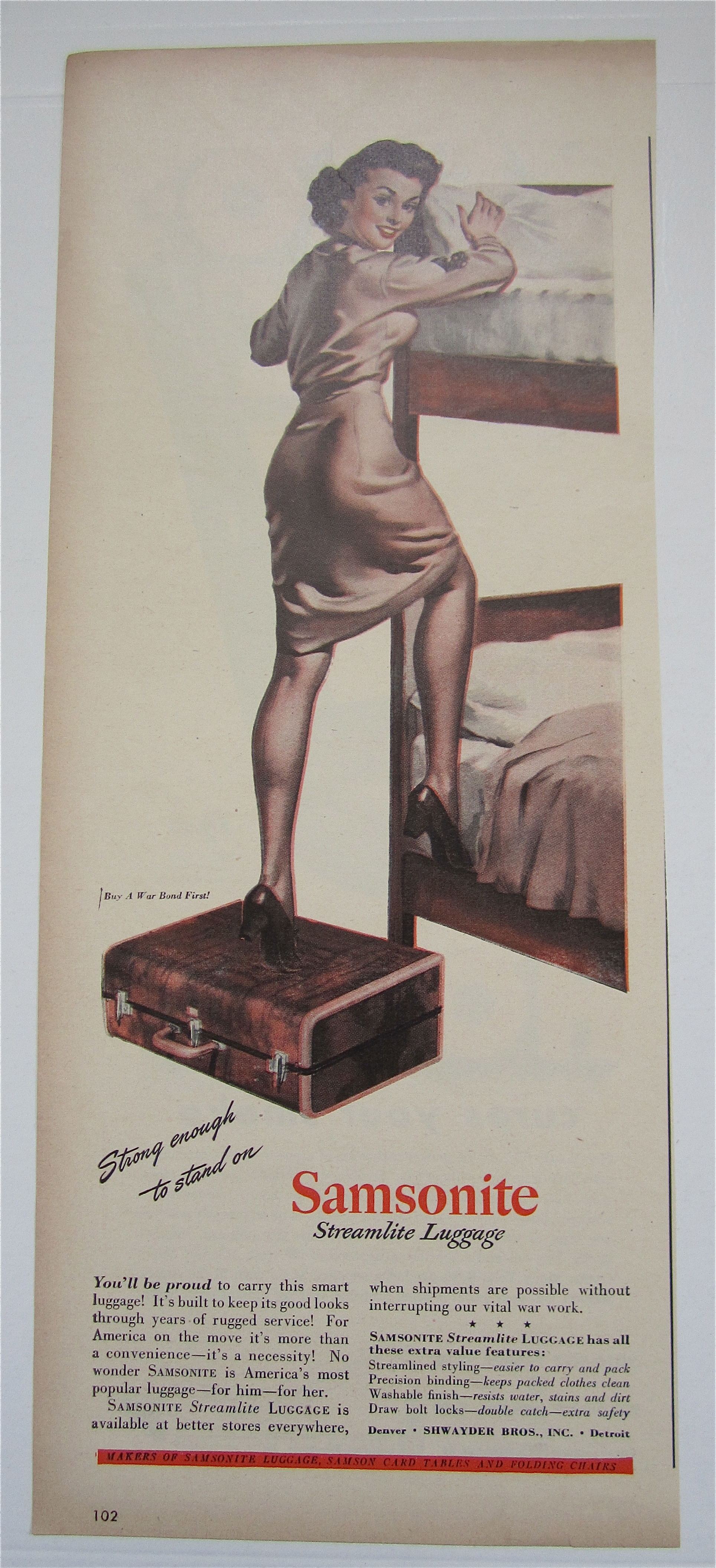 1945 Samsonite Luggage with Woman Soldier