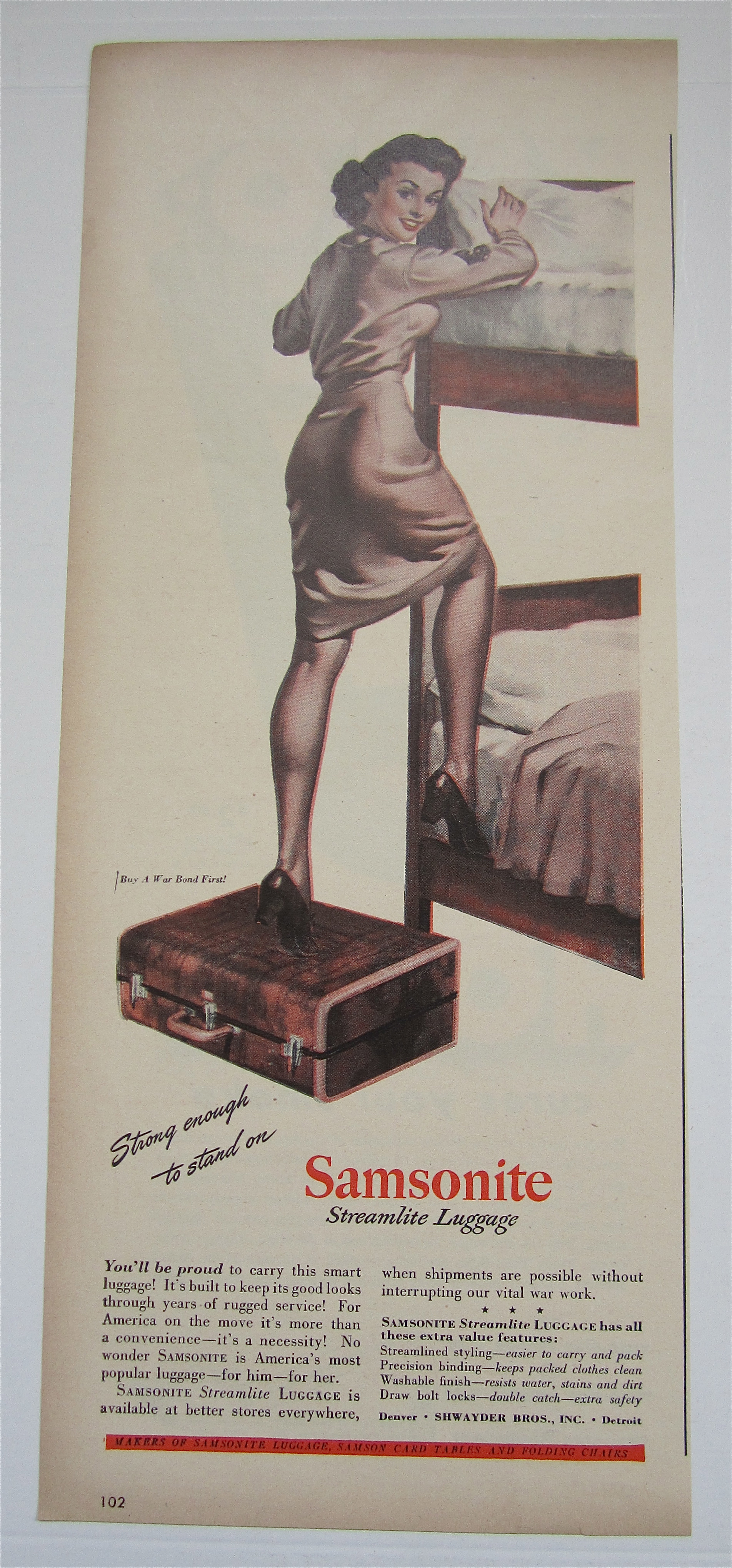 1945 Samsonite Luggage with Woman Soldier