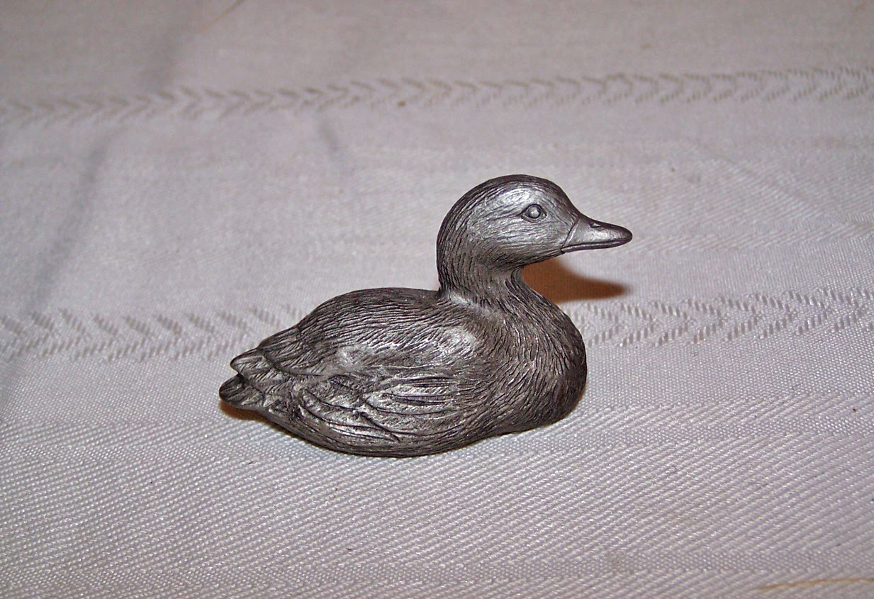 Large DUCK Figurine, Signed SPOONTIQUES PEWTER, P501