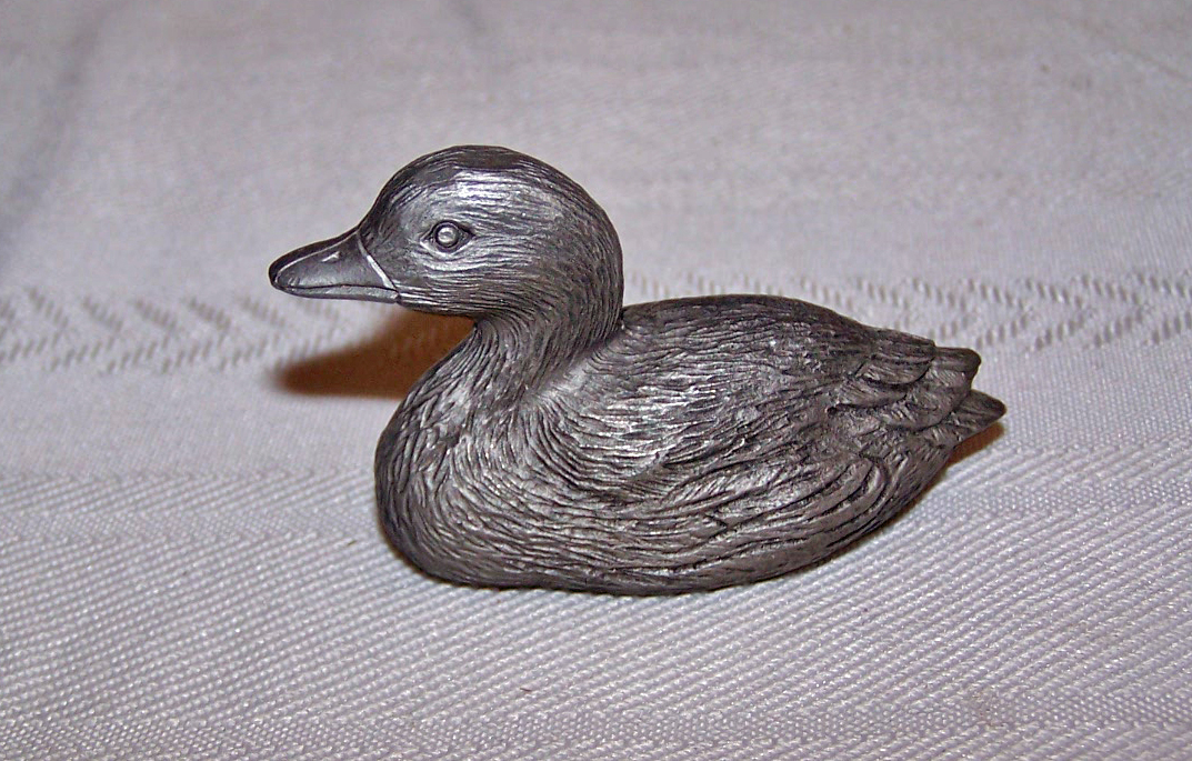 Large DUCK Figurine, Signed SPOONTIQUES PEWTER, P501