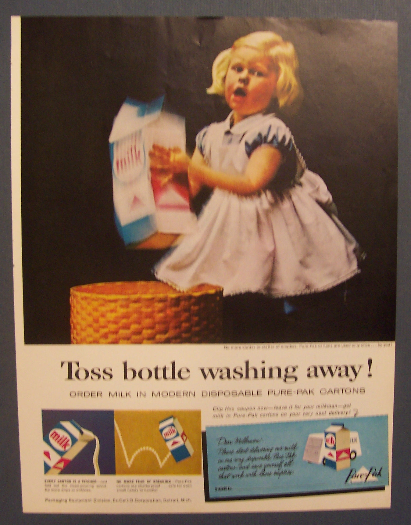 Vintage Ad: 1961  Pure - Pak  Milk