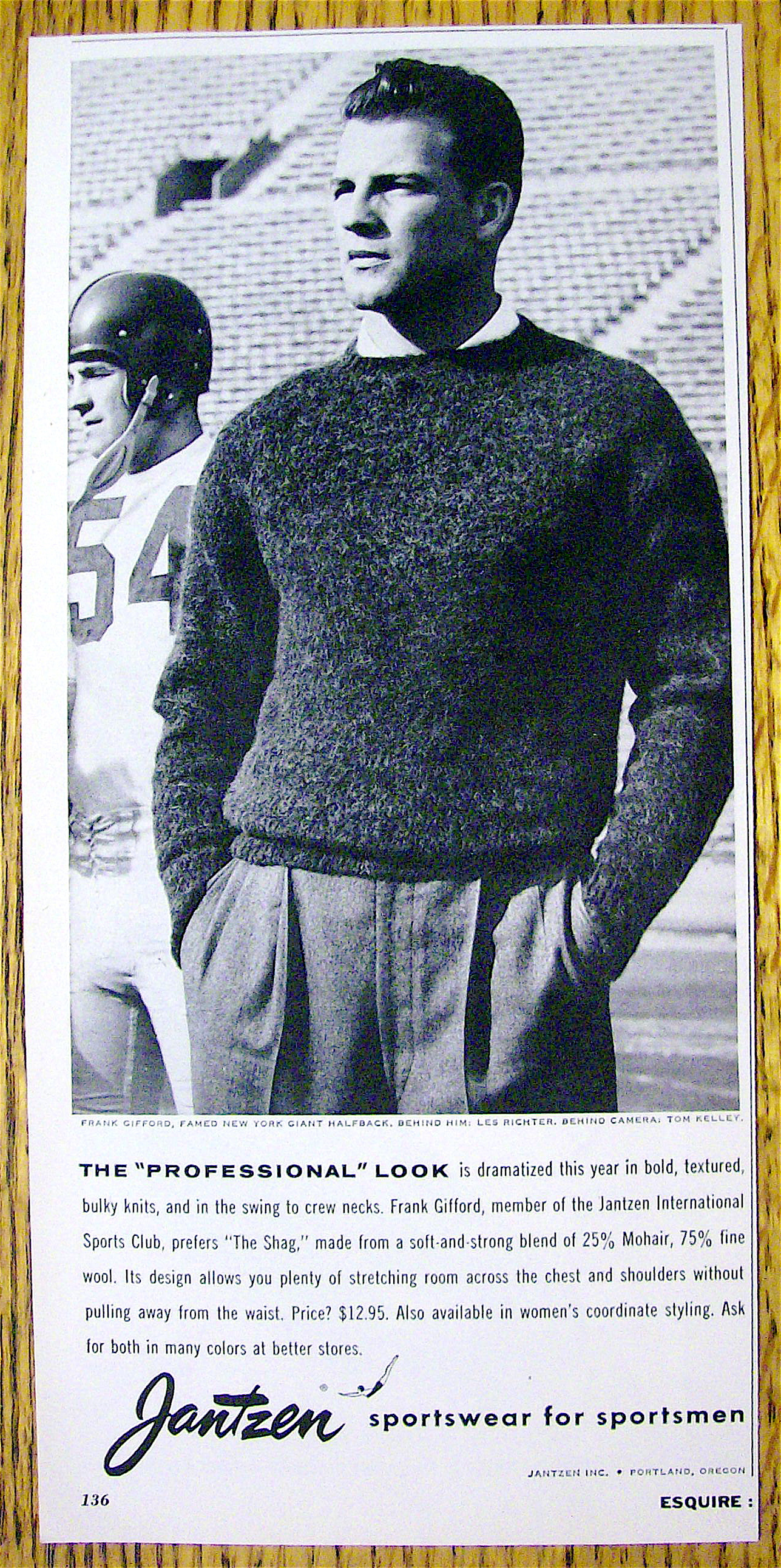 1958 Jantzen w/ New York's Giant Halfback Frank Gifford