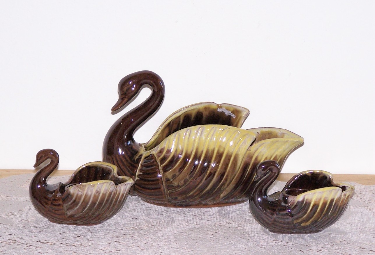 Swan Planter & Candle Holders Console Set