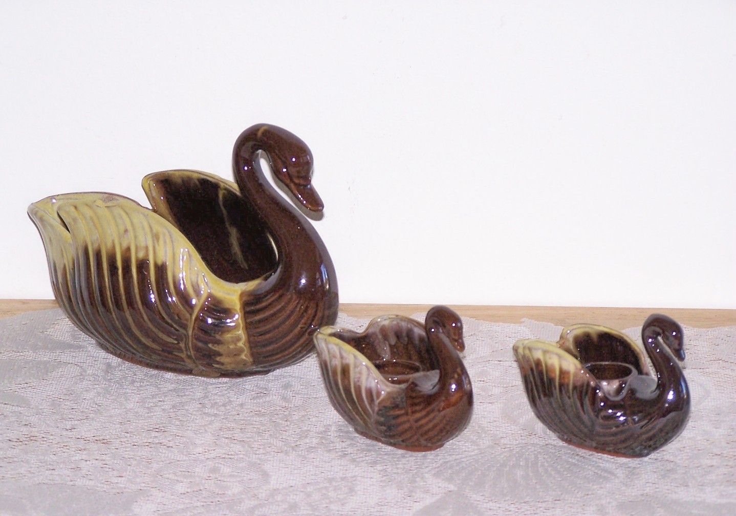 Swan Planter & Candle Holders Console Set