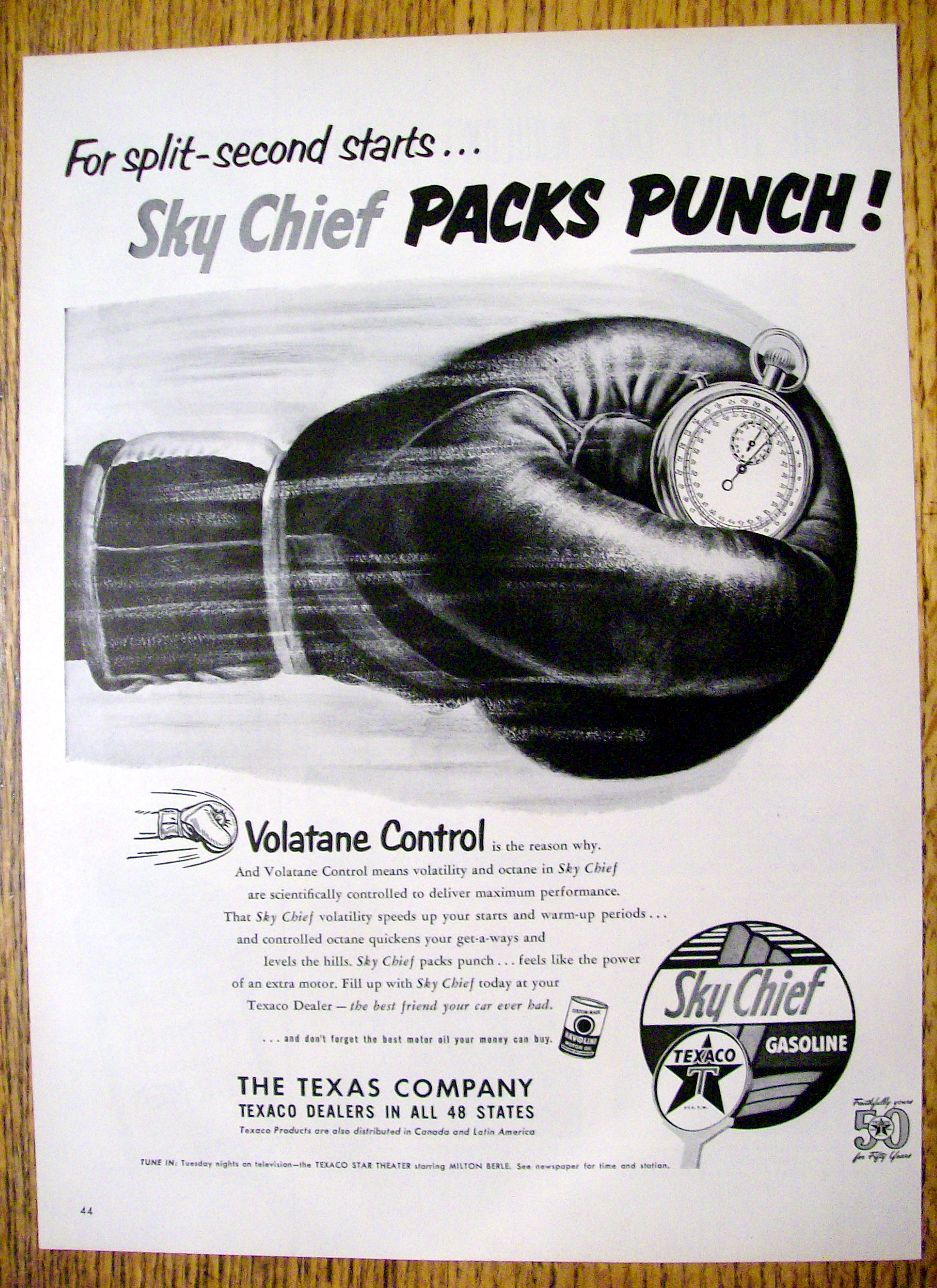 1952 Texaco Sky Chief Gasoline with Boxing Glove