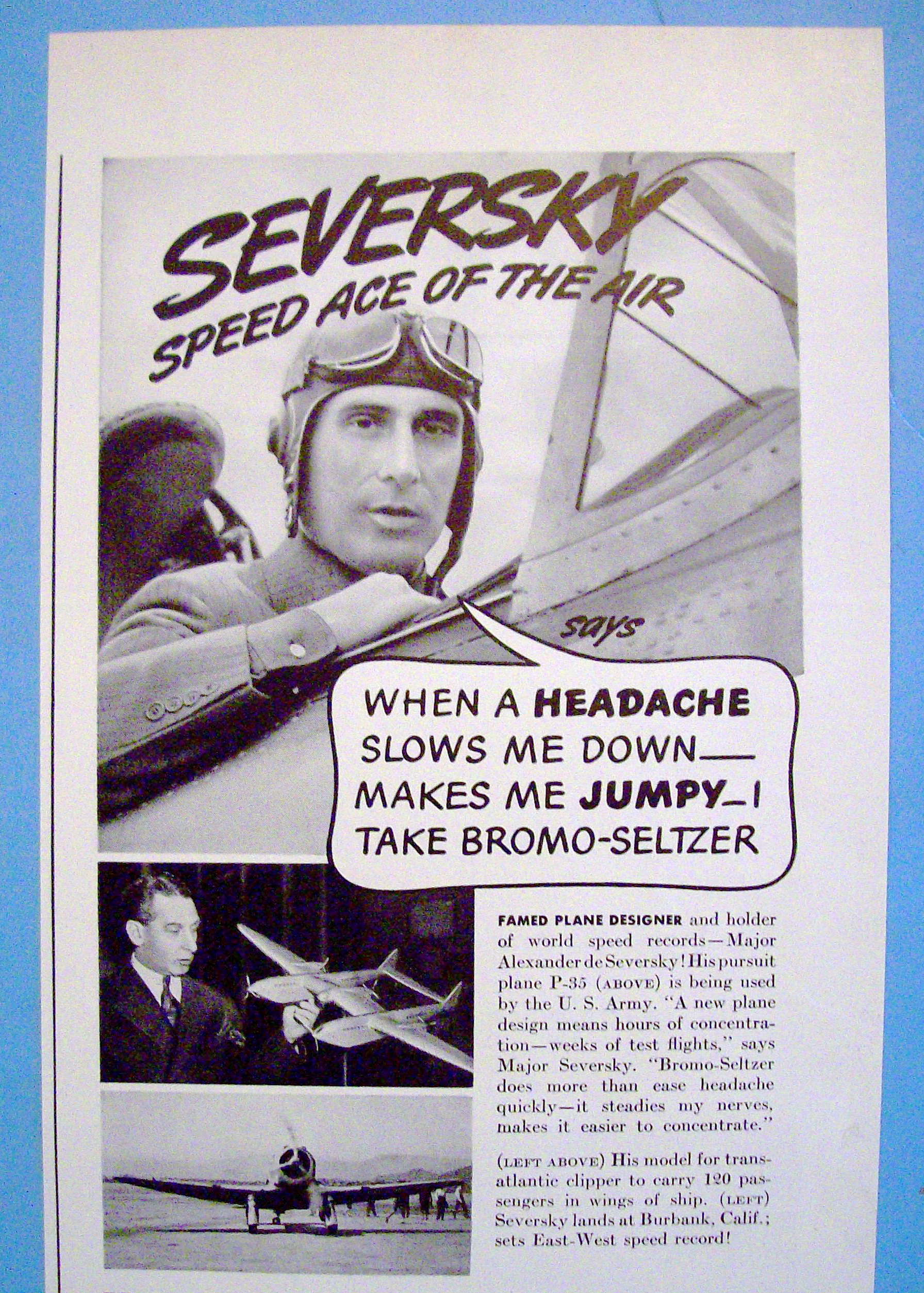Vintage Ad: 1939 Bromo Seltzer w/Alex De Seversky