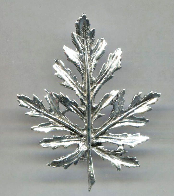 Long Open Silver Tone Leaf Pin