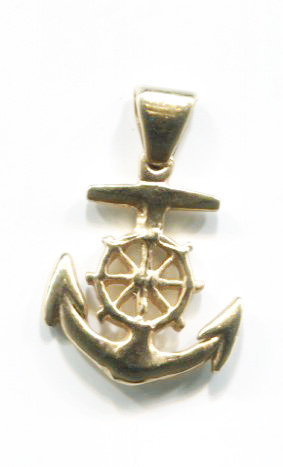 Gold Tone Anchor & Ship'S Wheel Charm