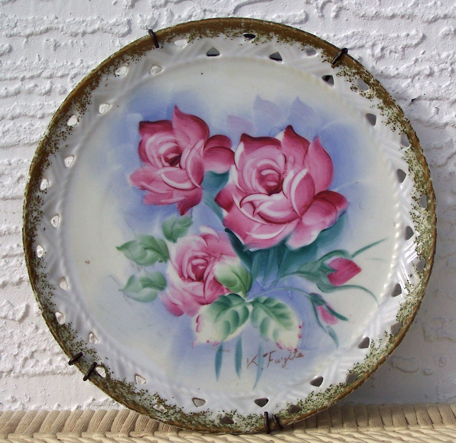 Artist Signed Flowers Hanging Plate