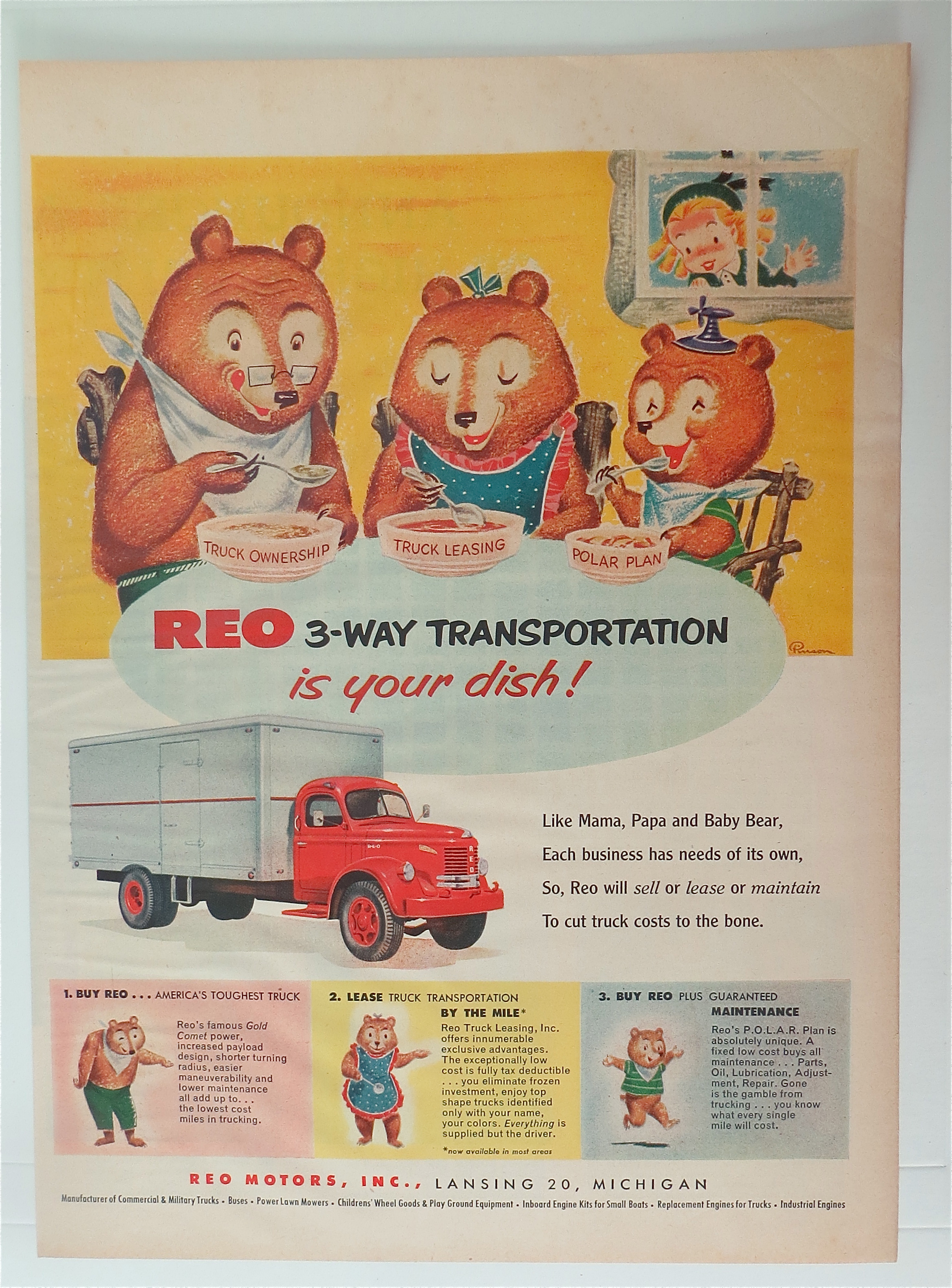 1953 REO 3-Way Transportation with the Three Bears