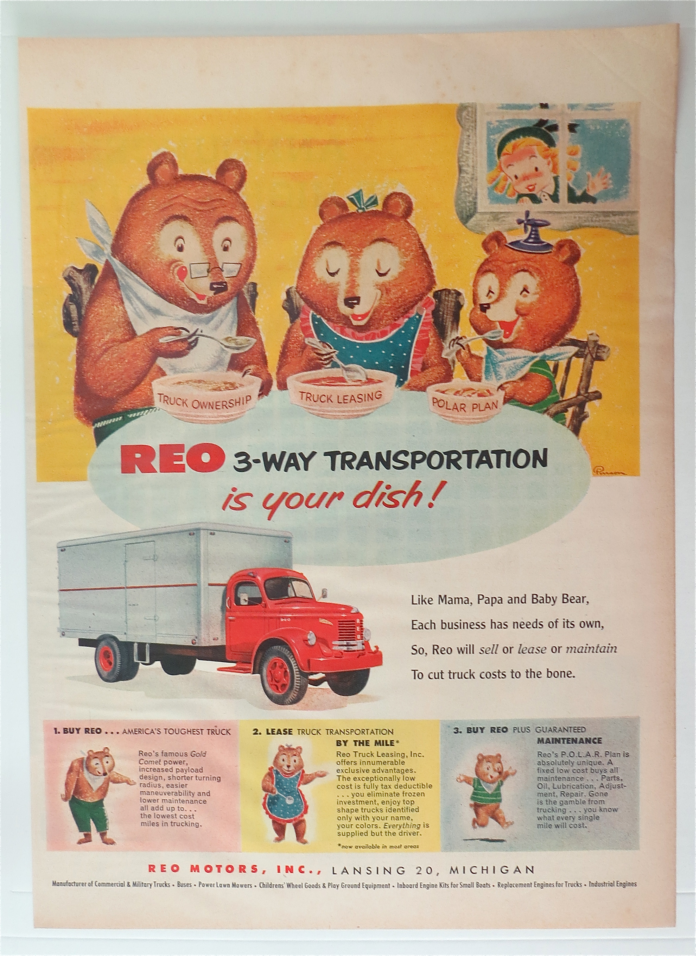 1953 REO 3-Way Transportation with the Three Bears