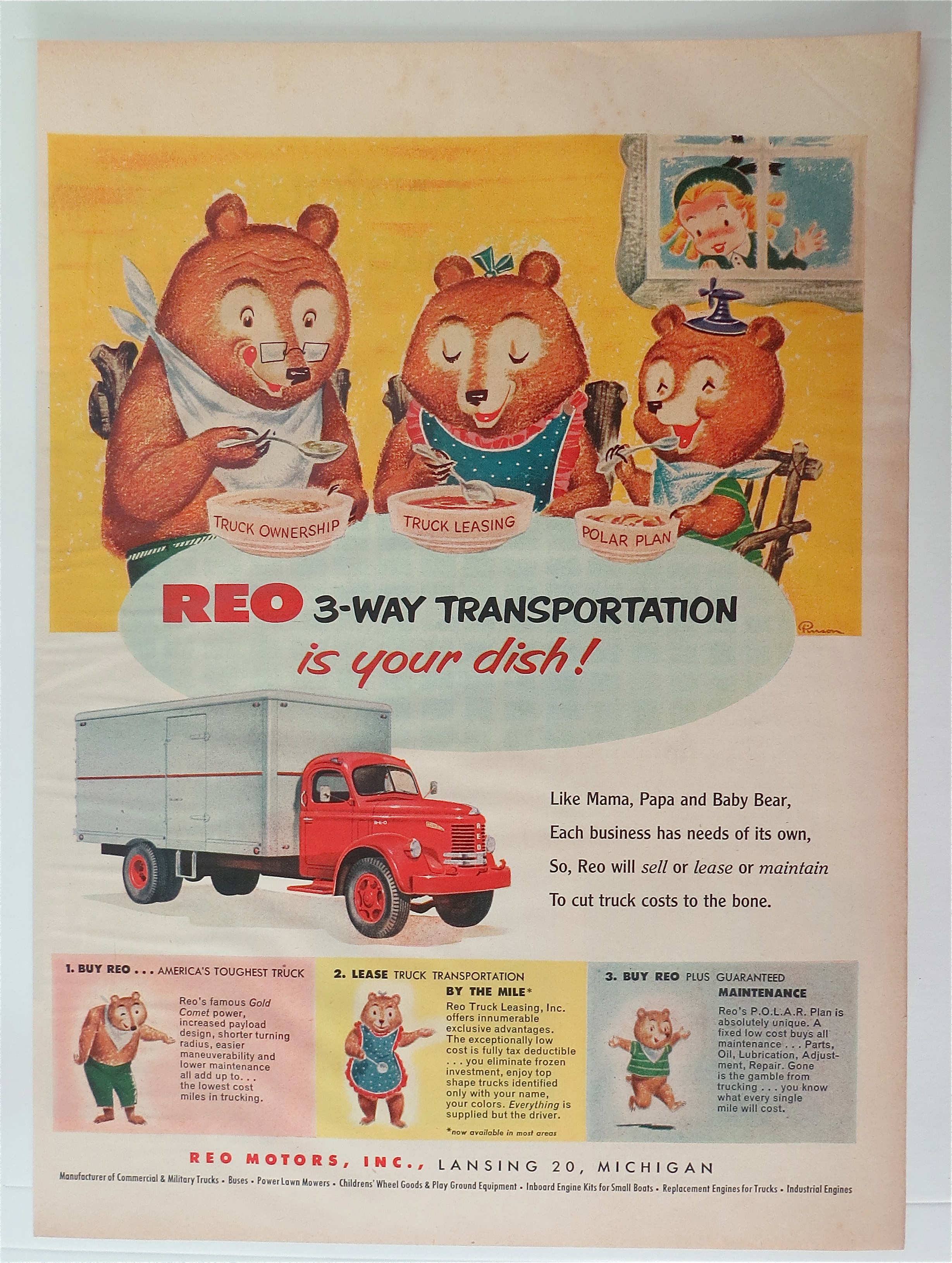 1953 REO 3-Way Transportation with the Three Bears