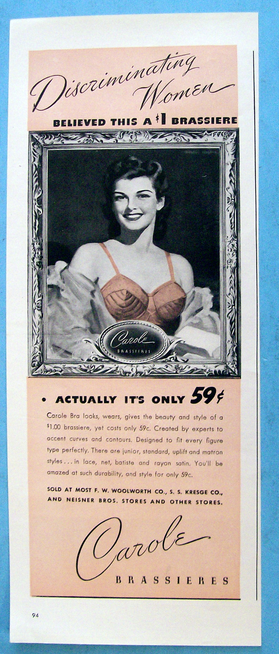 Vintage Ad: 1942 Carole Brassieres