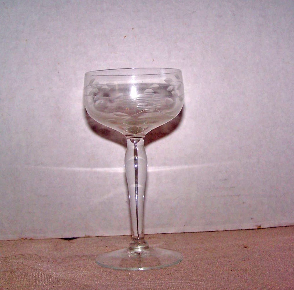 6 Etched Wine Glasses