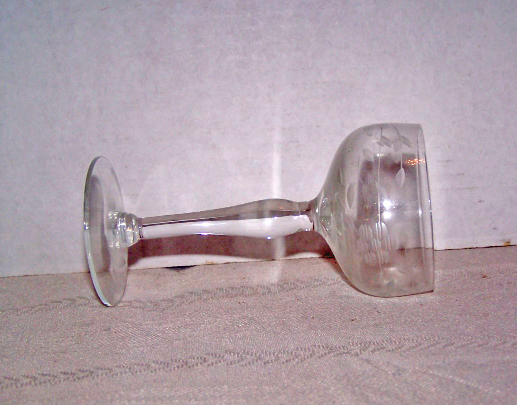6 Etched Wine Glasses