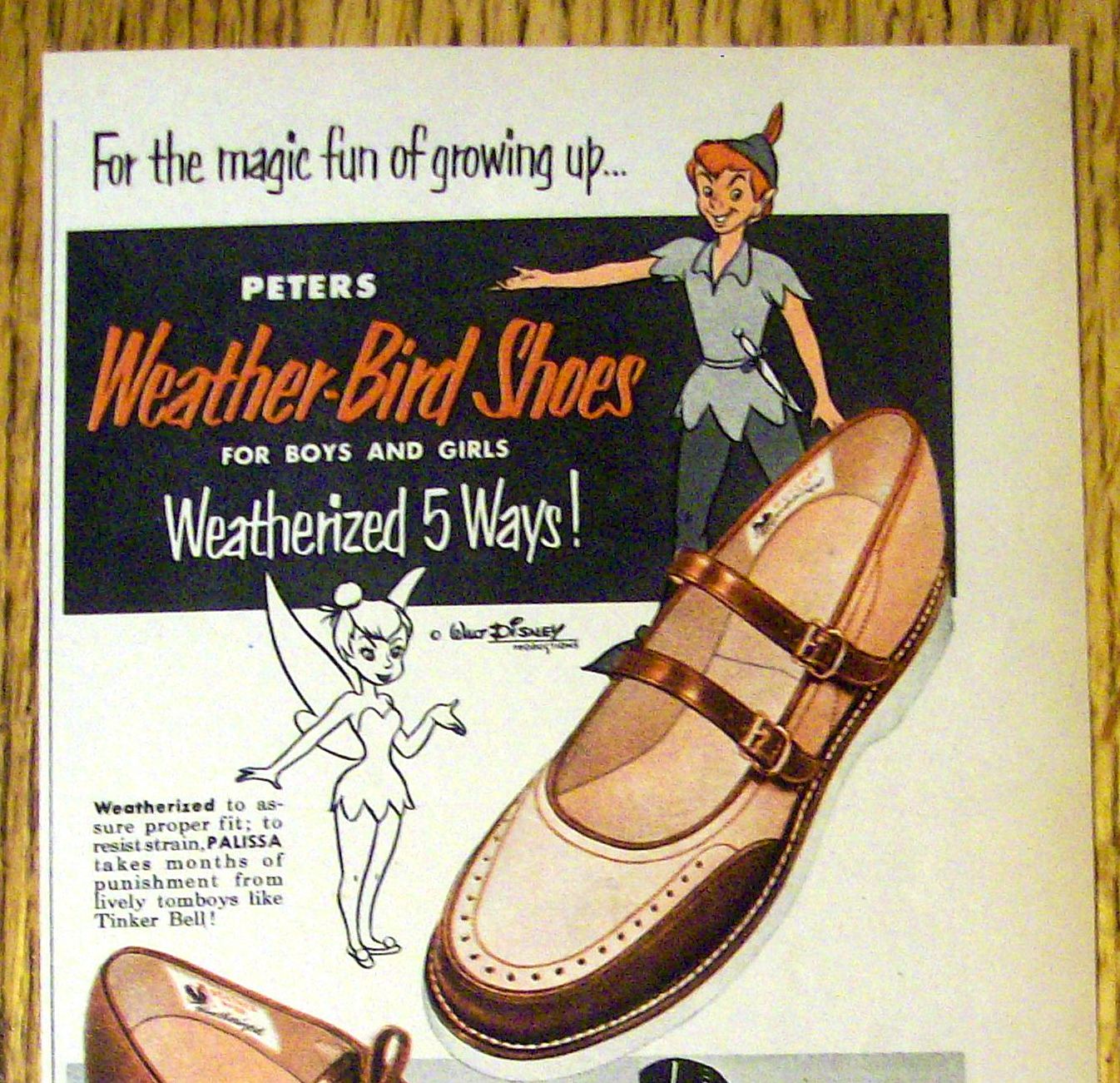 Vintage Ad: 1953 Peters Weather Bird Shoes w/ Peter Pan