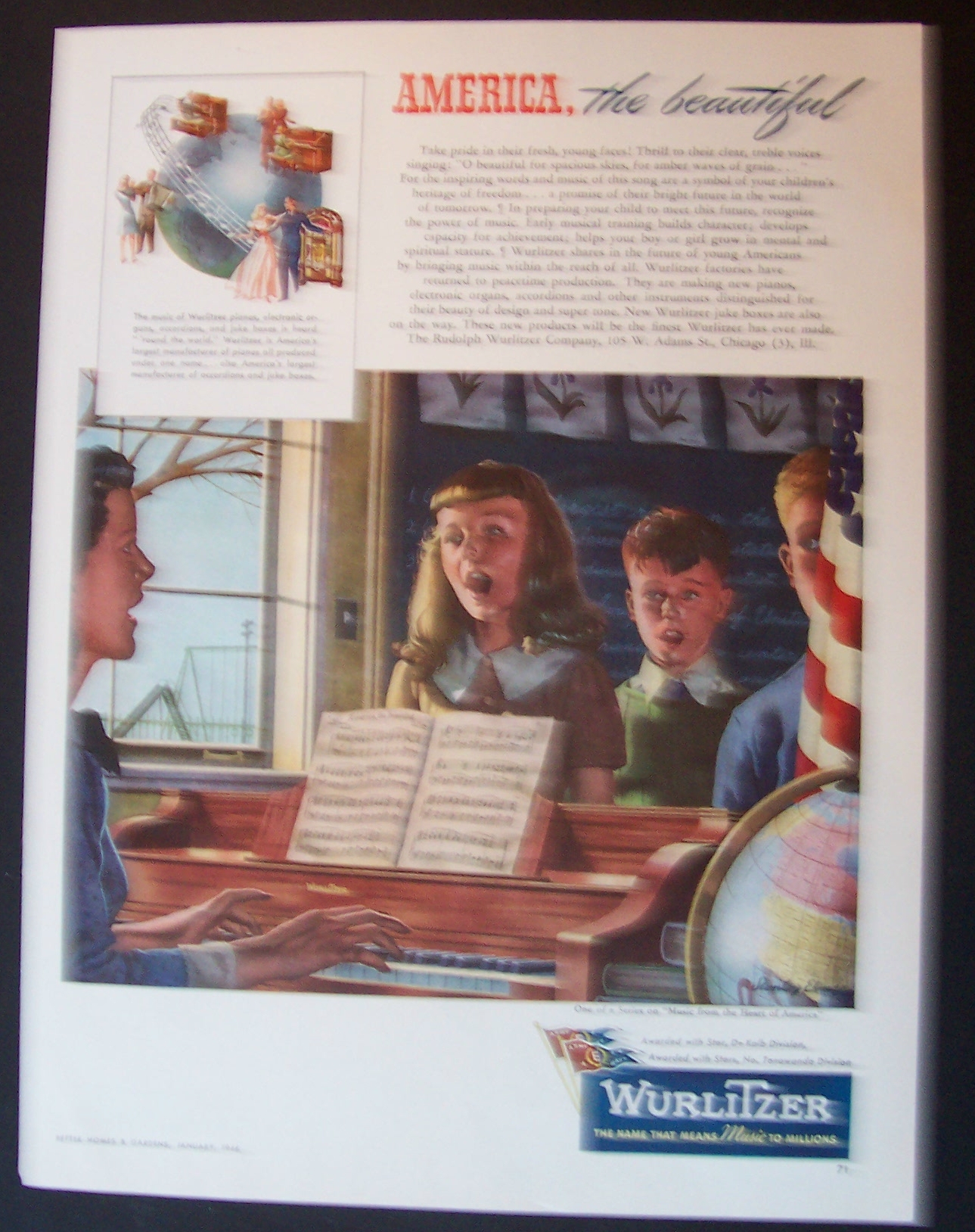 1946 Wurlitzer with Children Singing In A Classroom