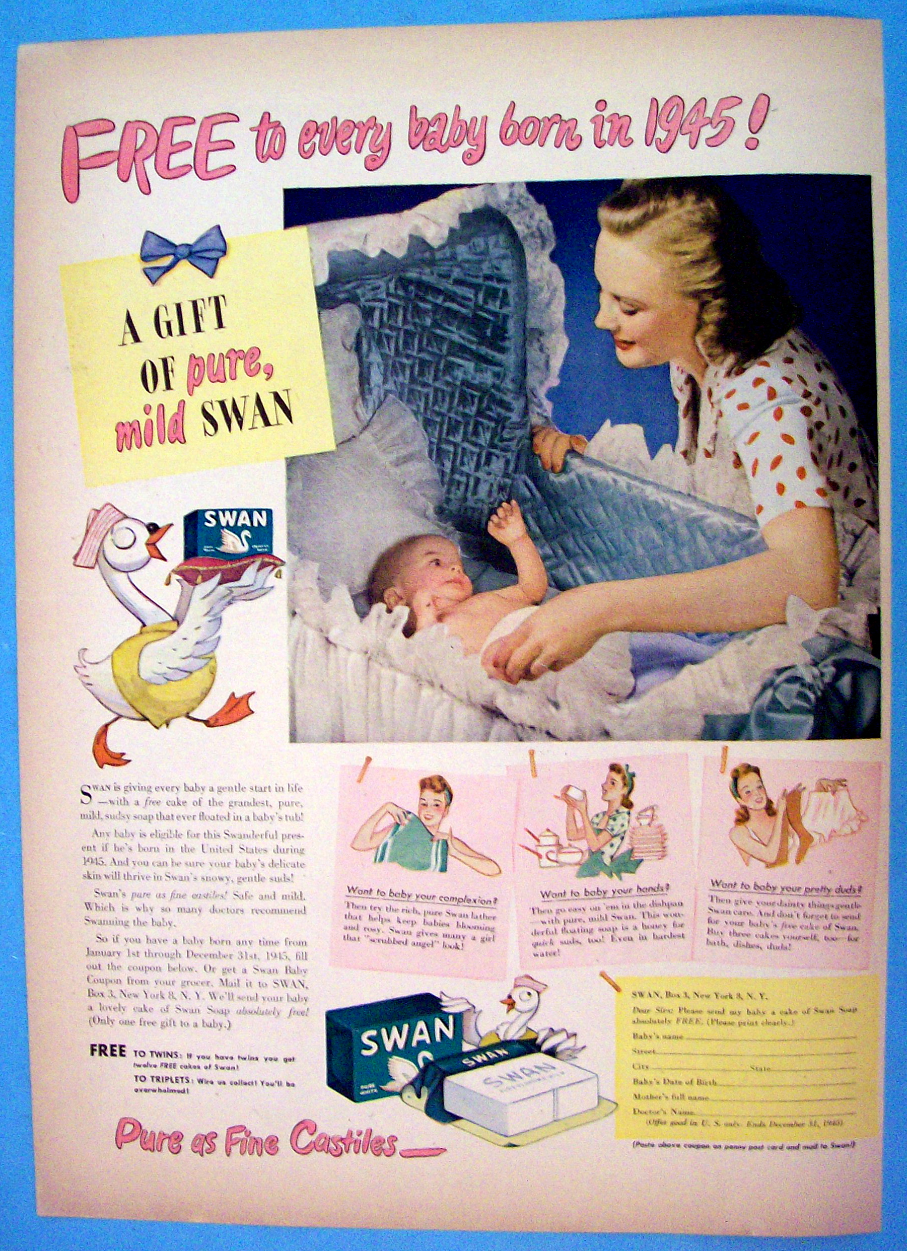 Vintage Ad: 1945 Swan Soap