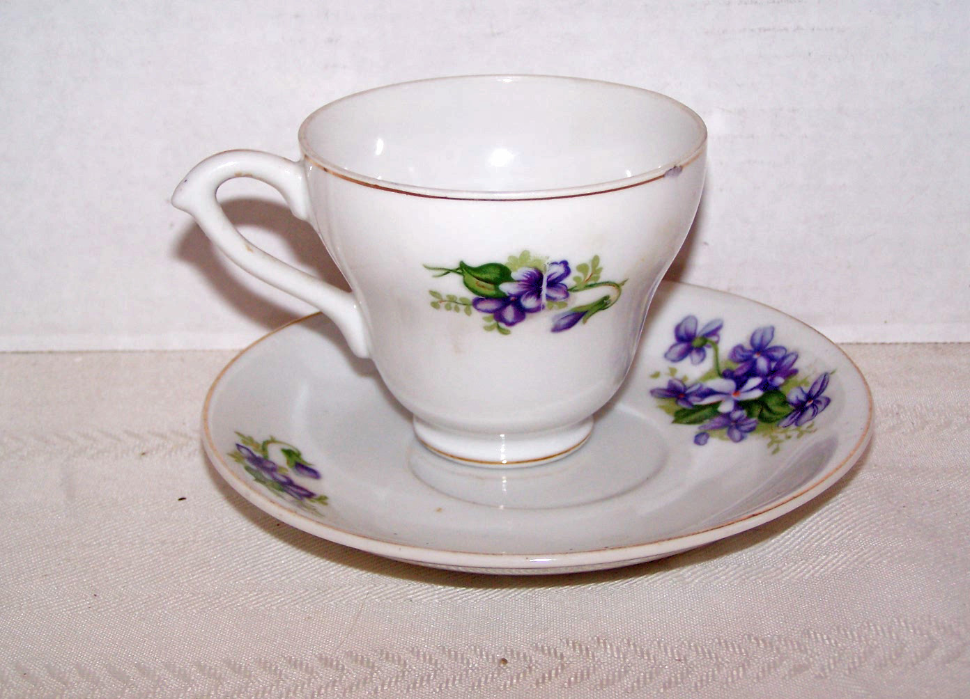 Violets Cup & Saucer